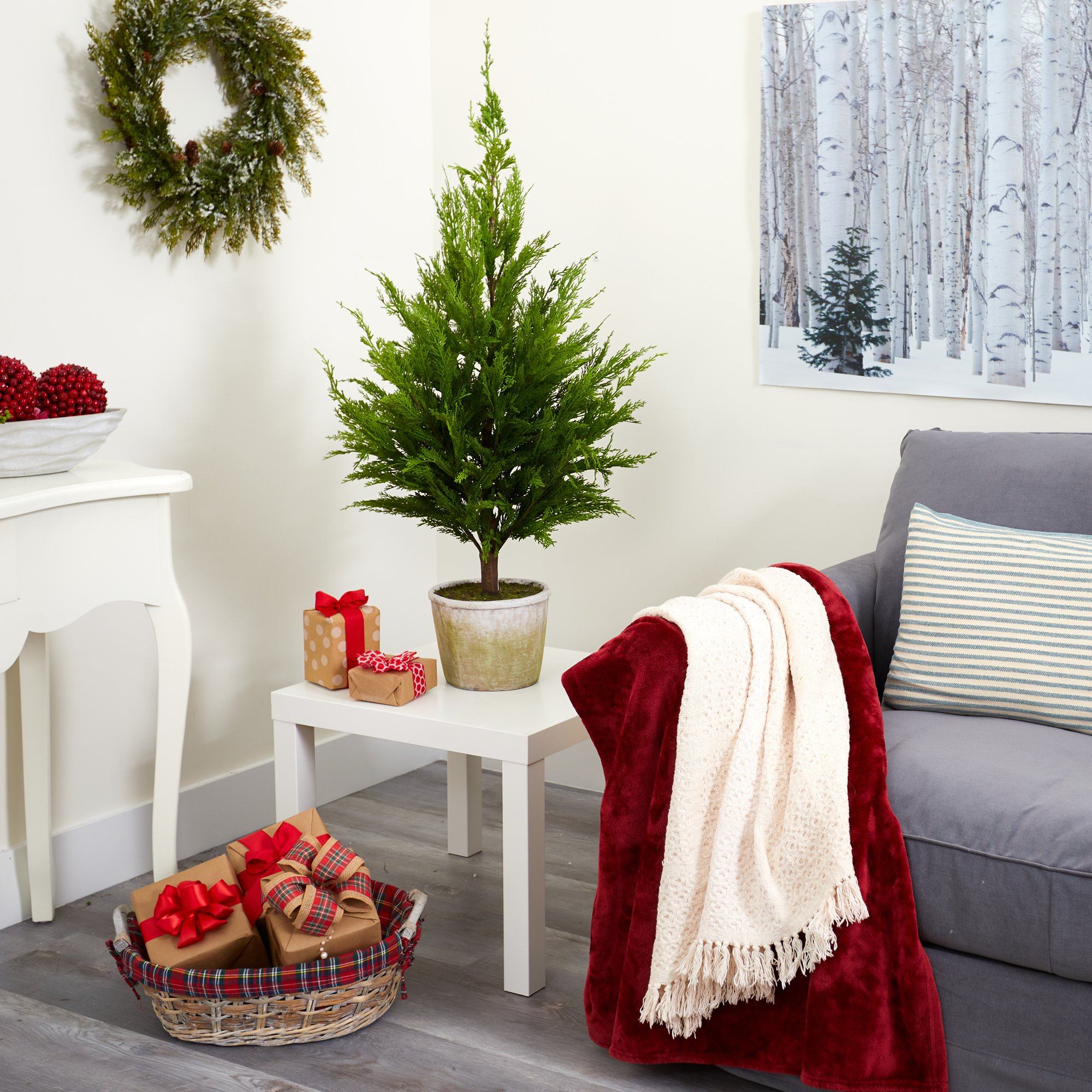 3.5’ Cedar Pine “Natural Look” Artificial Tree in Decorative Planter - Image 3