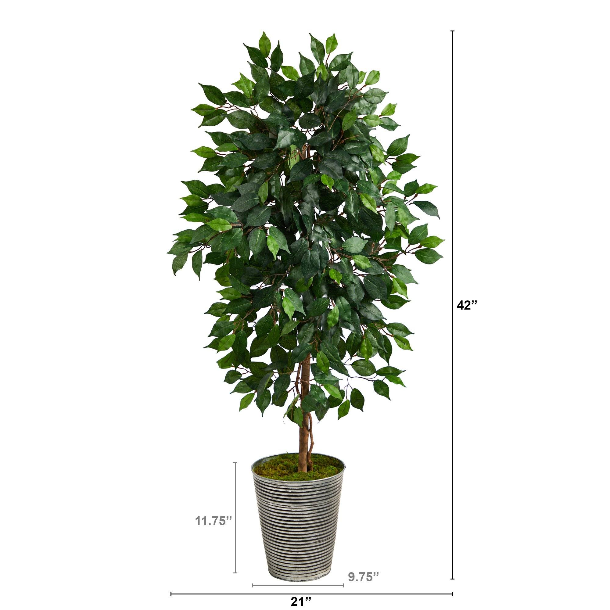 3.5’ Ficus Artificial Tree in Decorative Tin Planter - Image 2
