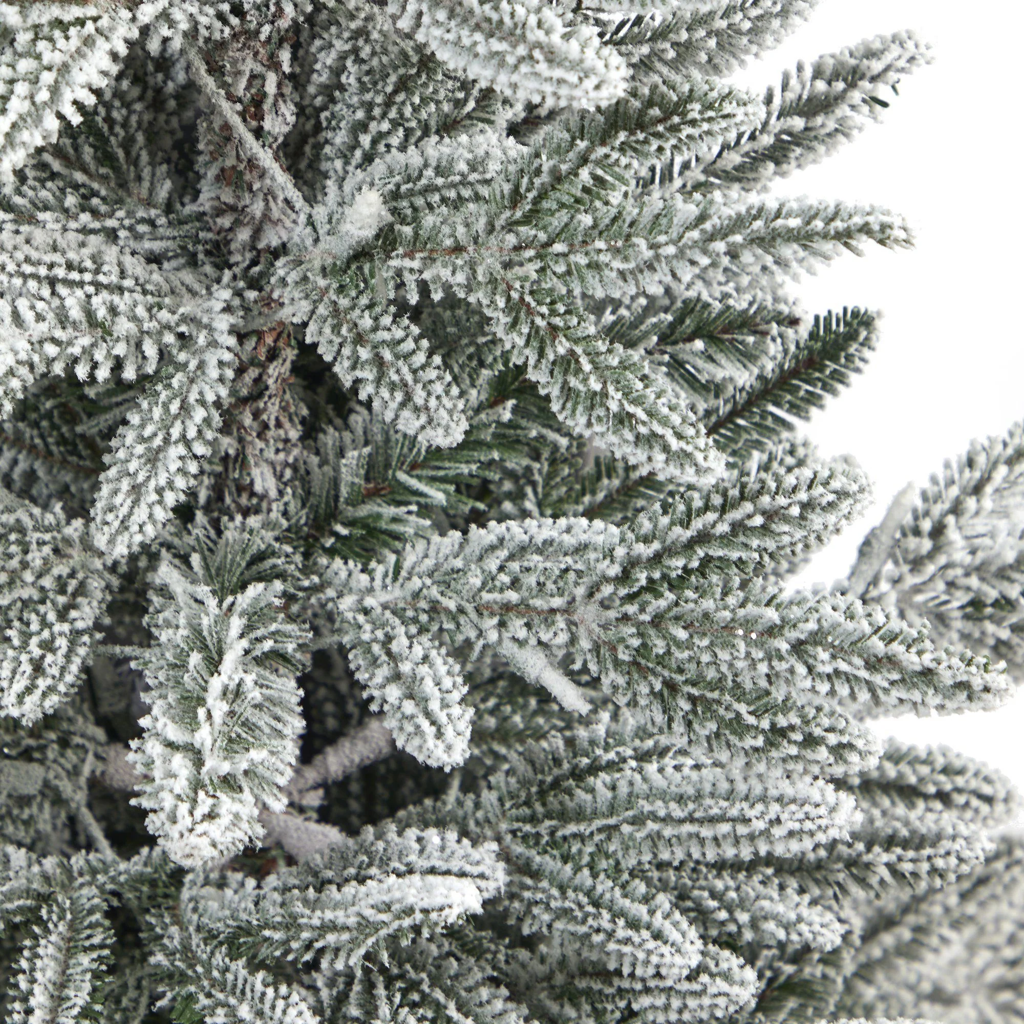 3.5’ Flocked Manchester Spruce Artificial Christmas Tree with 50 Lights and 133 Bendable Branches in Metal Planter - Image 11
