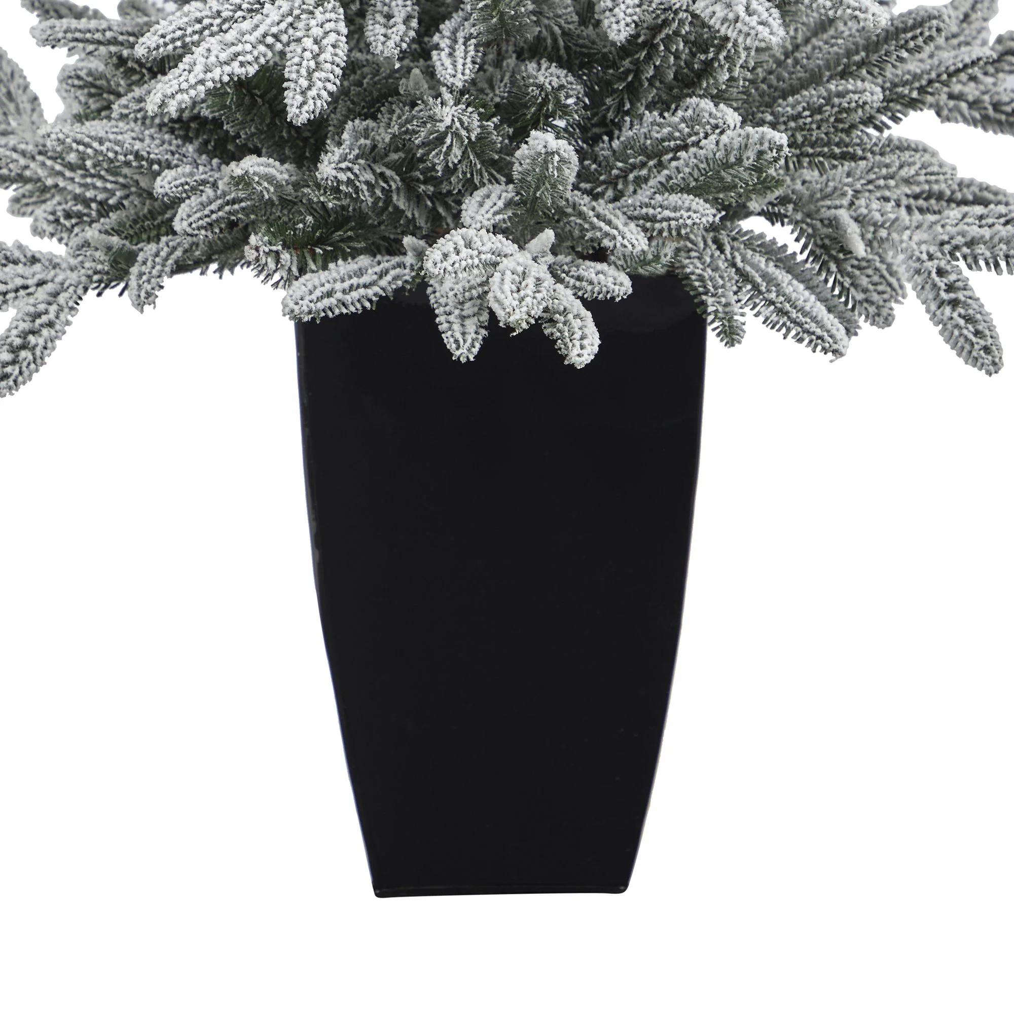 3.5’ Flocked Manchester Spruce Artificial Christmas Tree with 50 Lights and 133 Bendable Branches in Metal Planter - Image 6