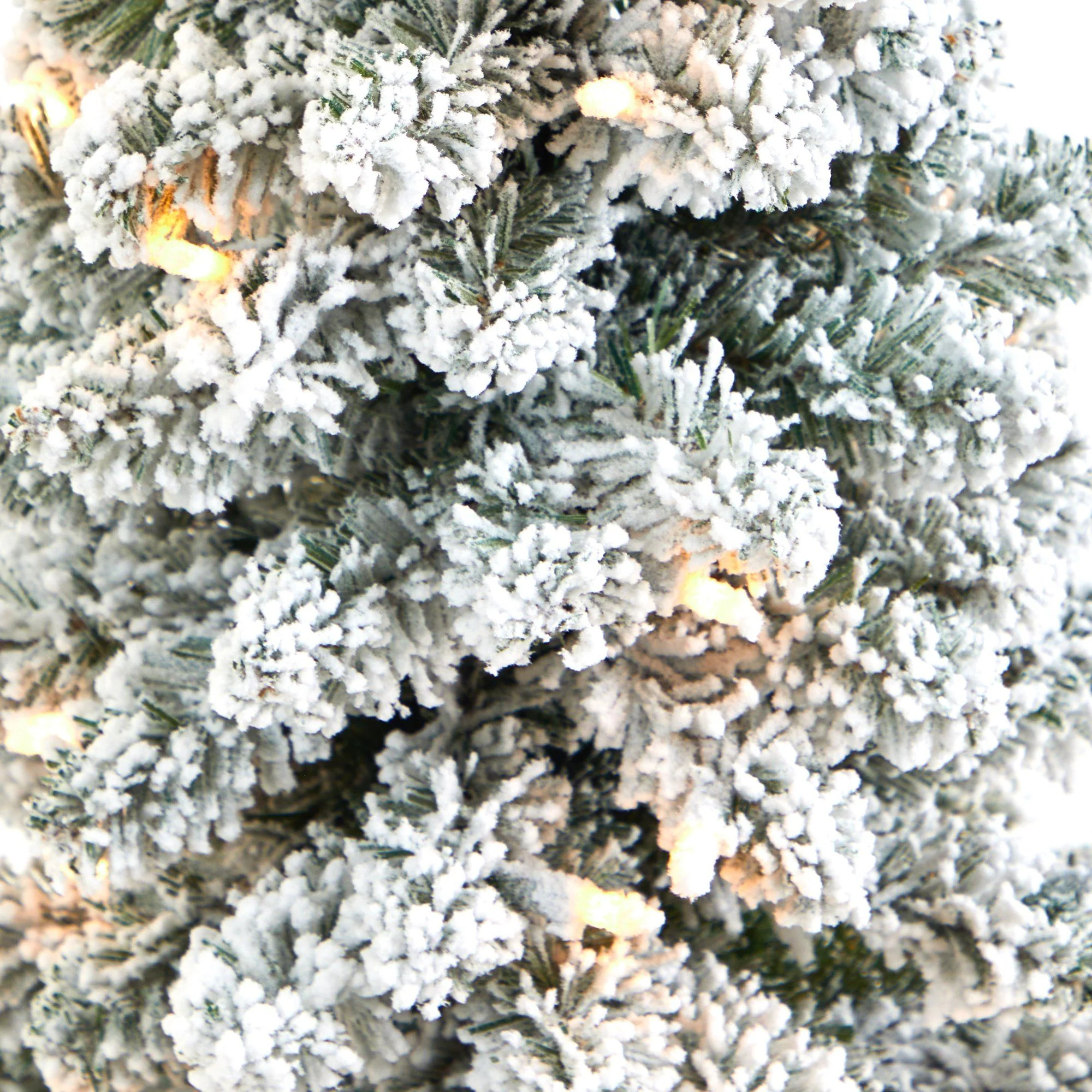3.5’ Flocked Pencil Artificial Christmas Tree with 50 Clear Lights and 132 Bendable Branches in Sand Colored Urn - Image 4