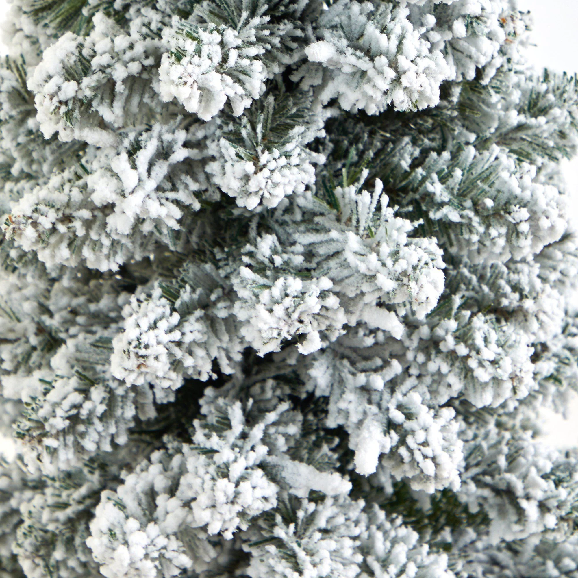 3.5’ Flocked Pencil Artificial Christmas Tree with 50 Clear Lights and 132 Bendable Branches in Sand Colored Urn - Image 5