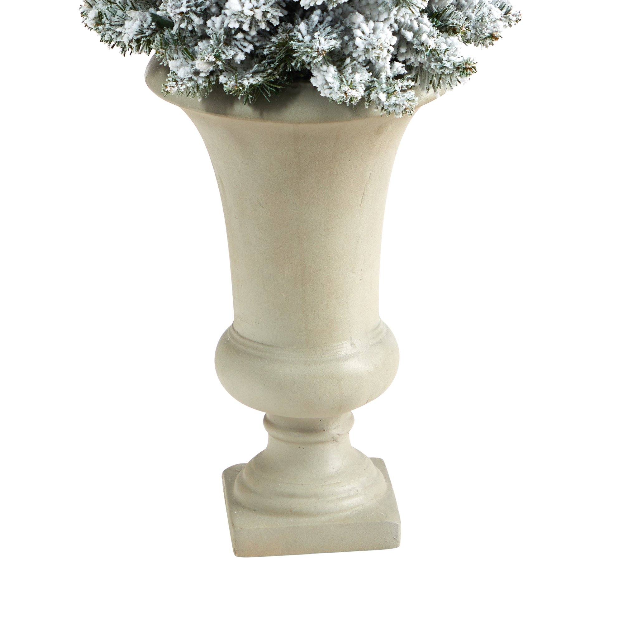 3.5’ Flocked Pencil Artificial Christmas Tree with 50 Clear Lights and 132 Bendable Branches in Sand Colored Urn - Image 6