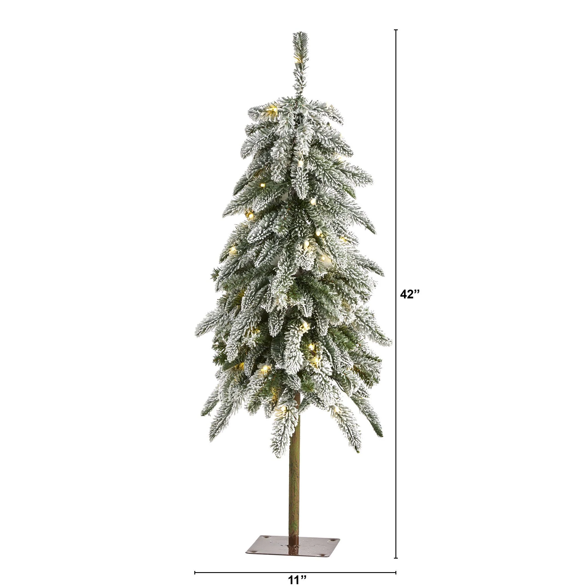 3.5’ Flocked Washington Alpine Christmas Tree with 50 White Warm LED lights and 168 Bendable Branches - Image 2