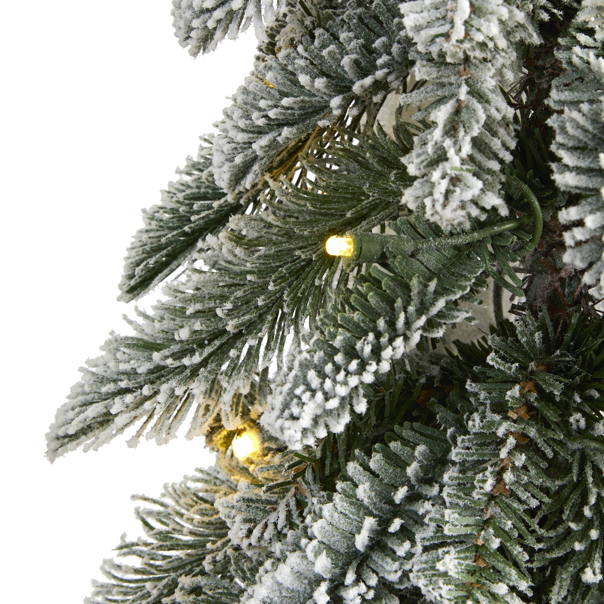 3.5’ Flocked Washington Alpine Christmas Tree with 50 White Warm LED lights and 168 Bendable Branches - Image 3