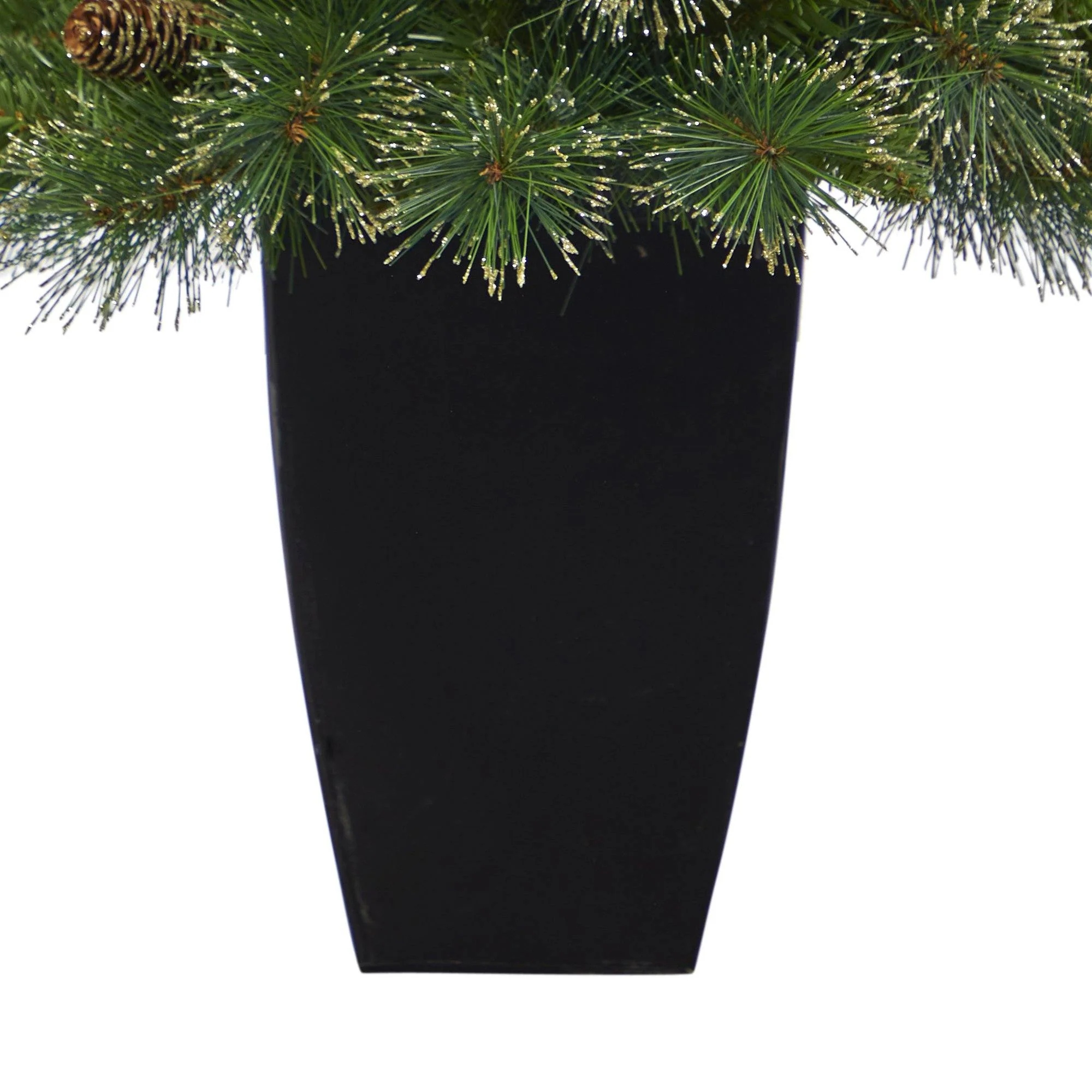 3.5’ Golden Tip Washington Pine Artificial Christmas Tree with 50 Clear Lights, Pine Cones and 148 Bendable Branches in Black Metal Planter - Image 6