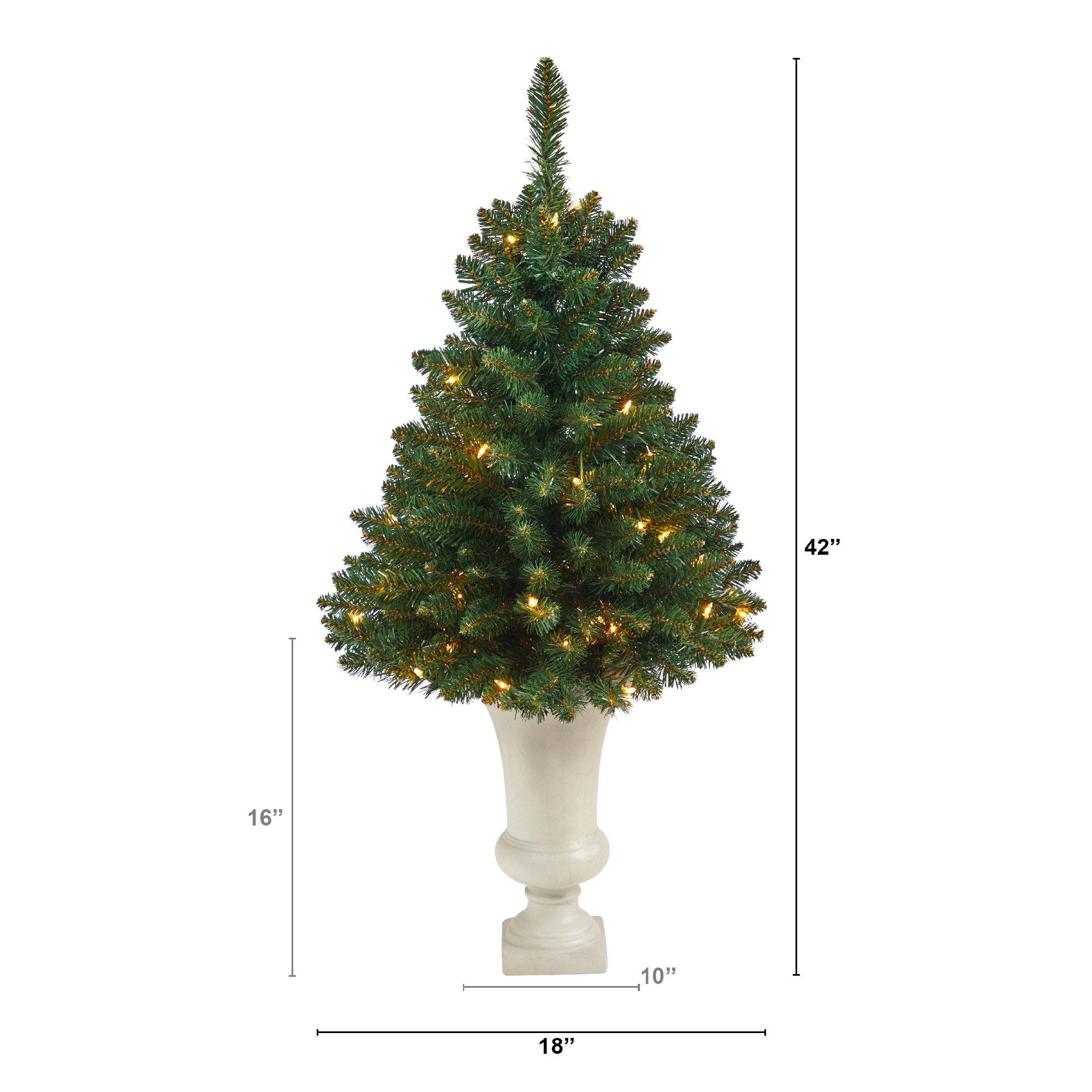 3.5’ Northern Rocky Spruce Artificial Christmas Tree with 50 Clear Lights and 154 Bendable Branches in Sand Colored Urn - Image 2