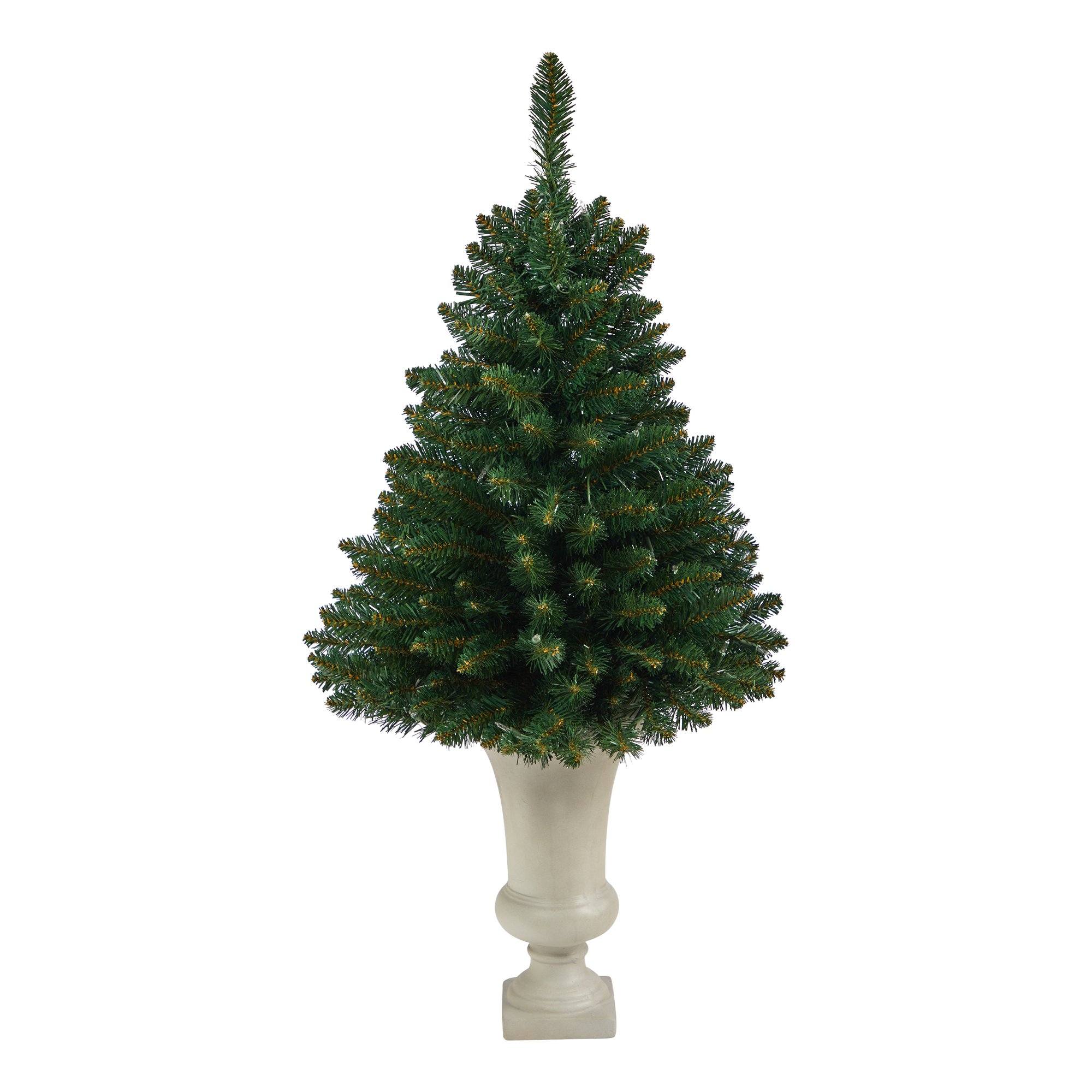3.5’ Northern Rocky Spruce Artificial Christmas Tree with 50 Clear Lights and 154 Bendable Branches in Sand Colored Urn - Image 3