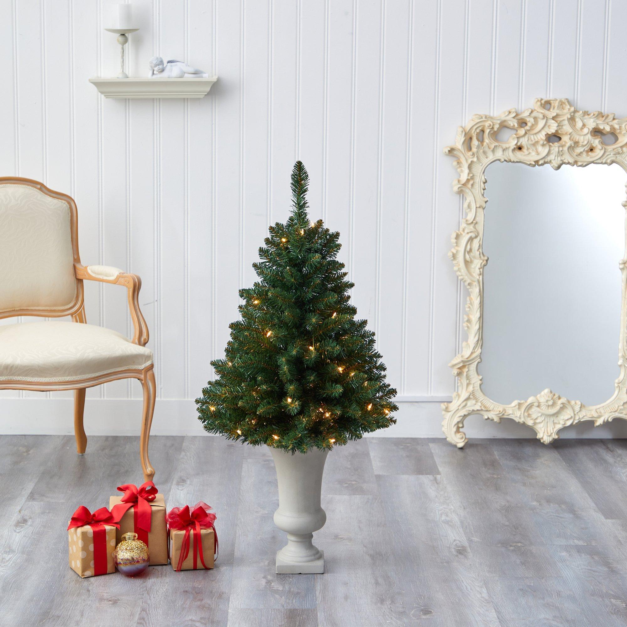 3.5’ Northern Rocky Spruce Artificial Christmas Tree with 50 Clear Lights and 154 Bendable Branches in Sand Colored Urn - Image 7