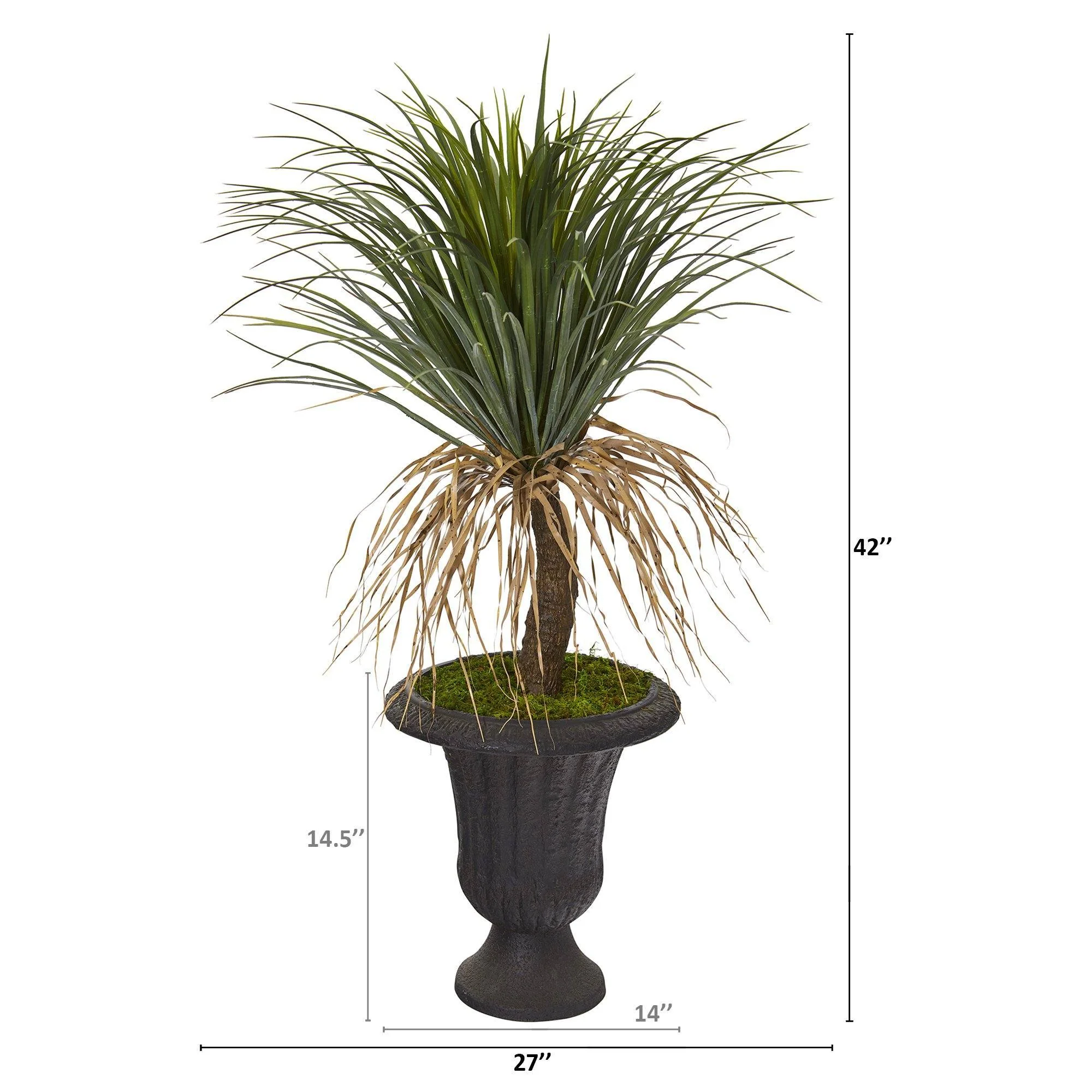 3.5’ Pony Tail Palm Artificial Plant in Decorative Brown Urn - Image 2