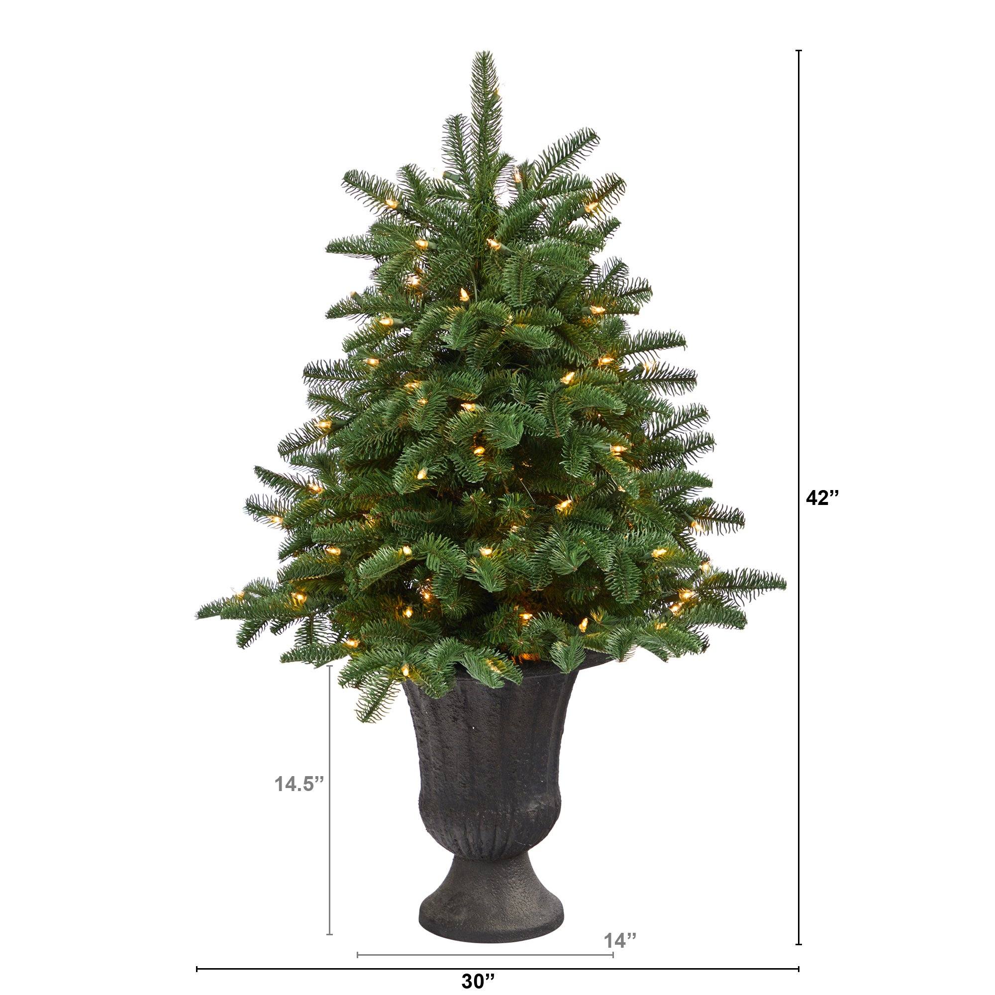 3.5’ South Carolina Spruce Artificial Christmas Tree with 100 White Warm Light and 458 Bendable Branches in Charcoal Urn - Image 2