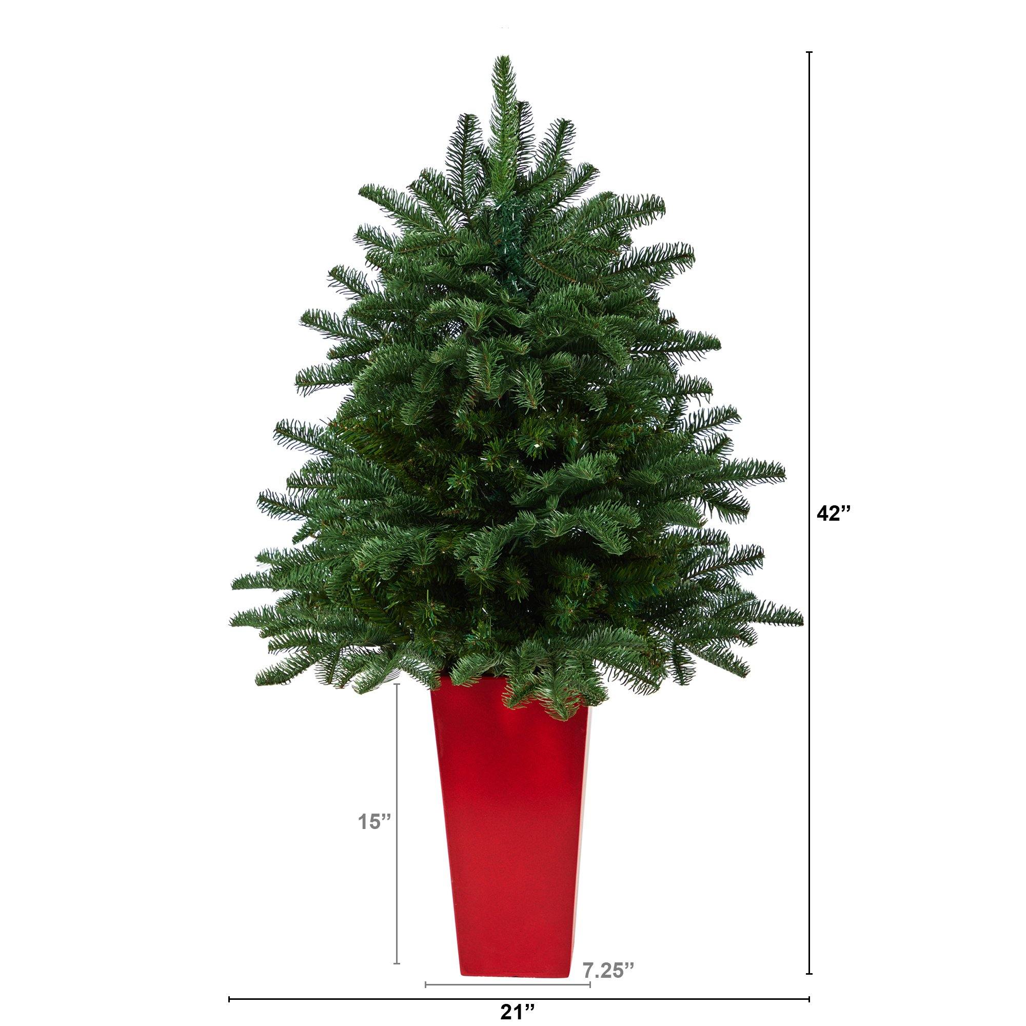 3.5’ South Carolina Spruce Artificial Christmas Tree with 458 Bendable Branches in Red Tower Planter - Image 2