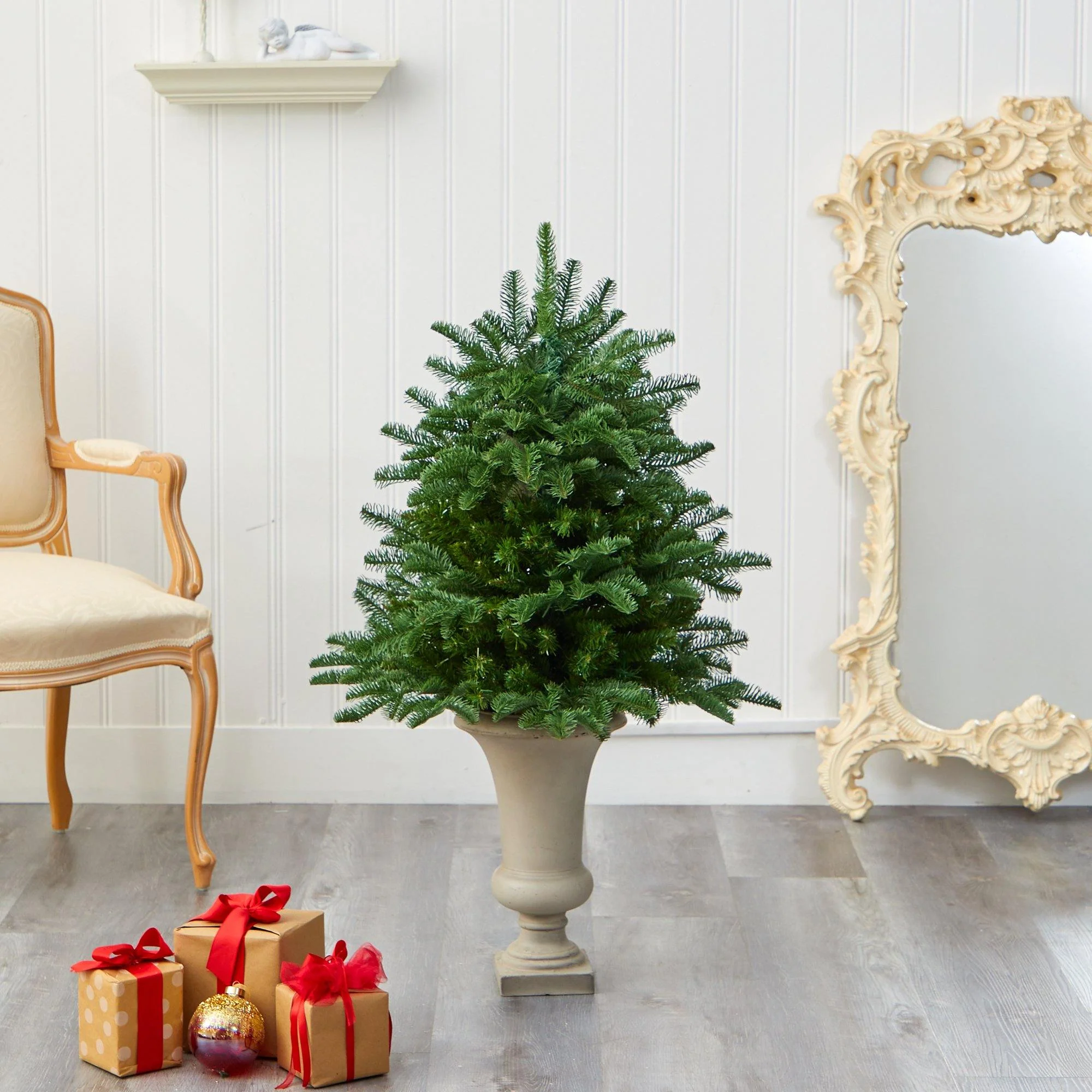 3.5’ South Carolina Spruce Artificial Christmas Tree with 458 Bendable Branches in Sand Colored Urn - Image 5
