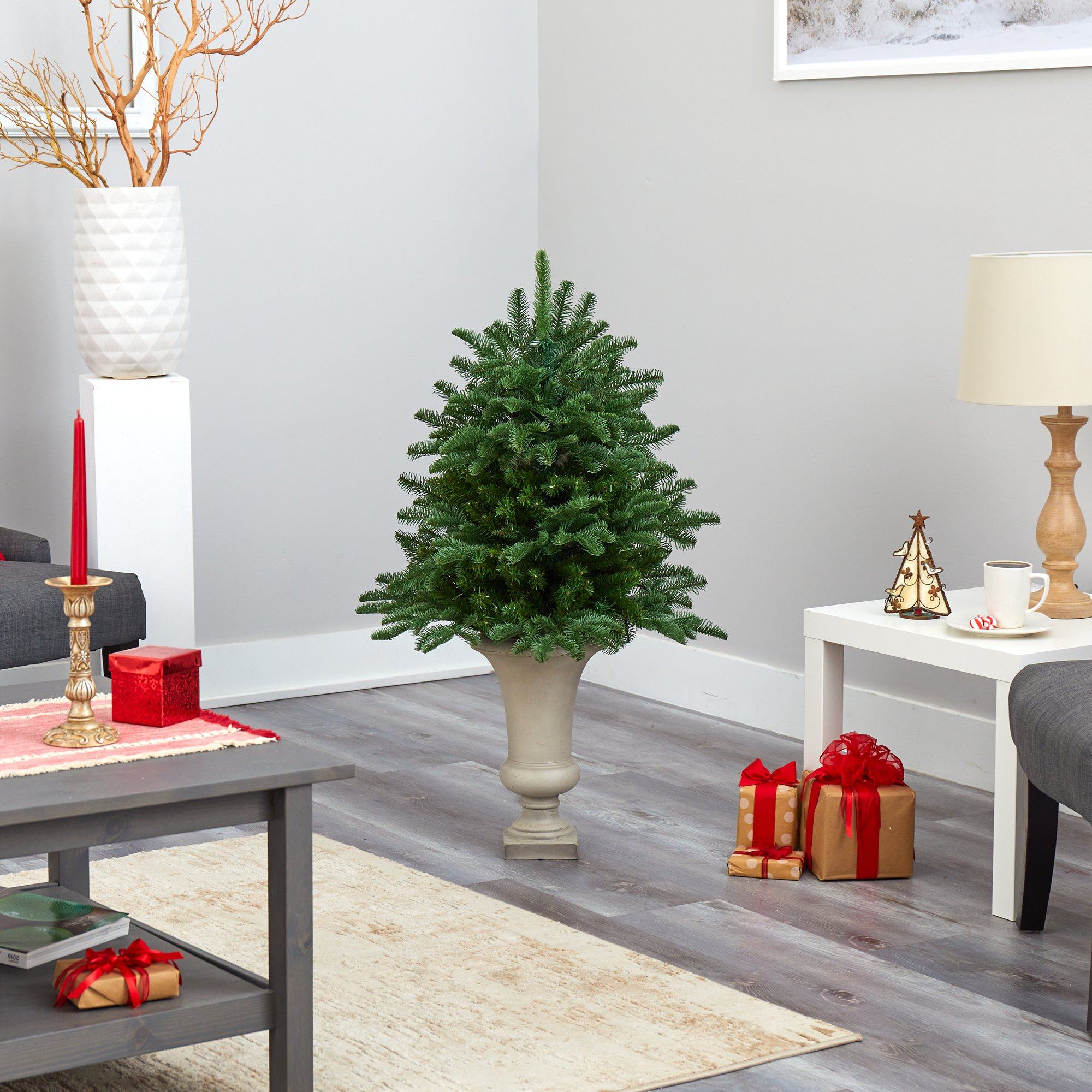 3.5’ South Carolina Spruce Artificial Christmas Tree with 458 Bendable Branches in Sand Colored Urn - Image 6