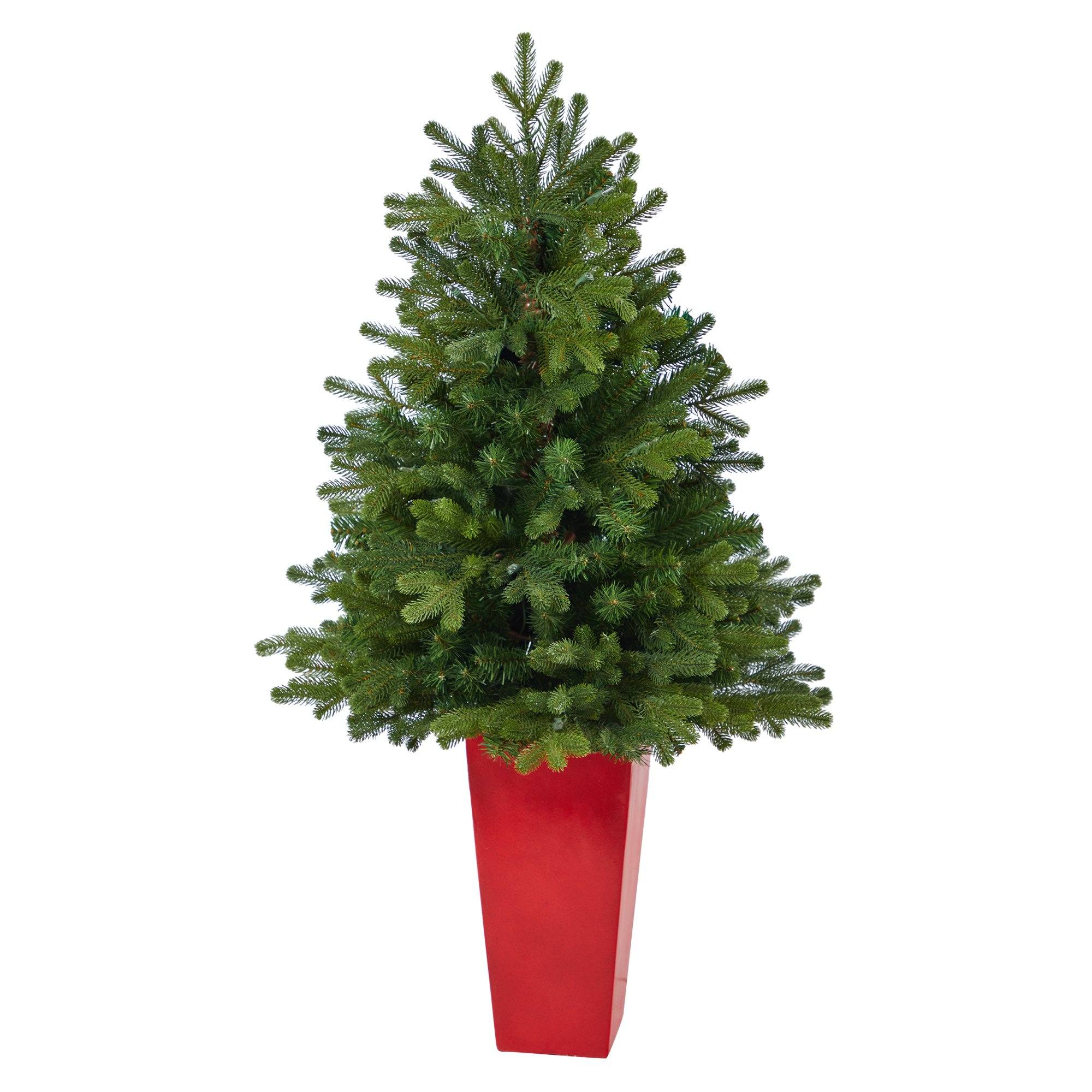 3.5’ Washington Fir Artificial Christmas Tree with 50 Clear Lights in Tower Planter - Image 3