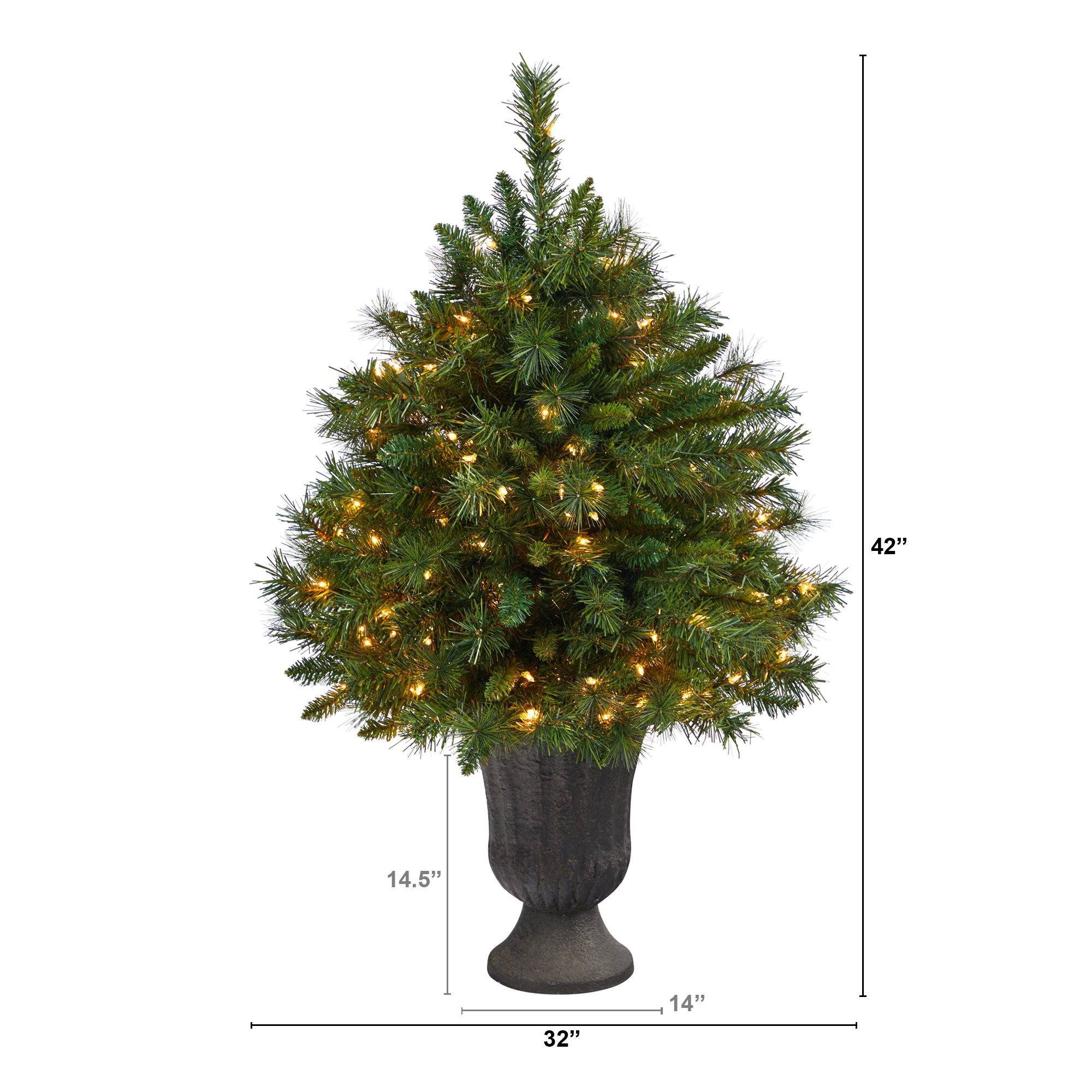 3.5’ Wyoming Mixed Pine Artificial Christmas Tree with 150 Clear Lights and 270 Bendable Branches in Charcoal Urn - Image 2