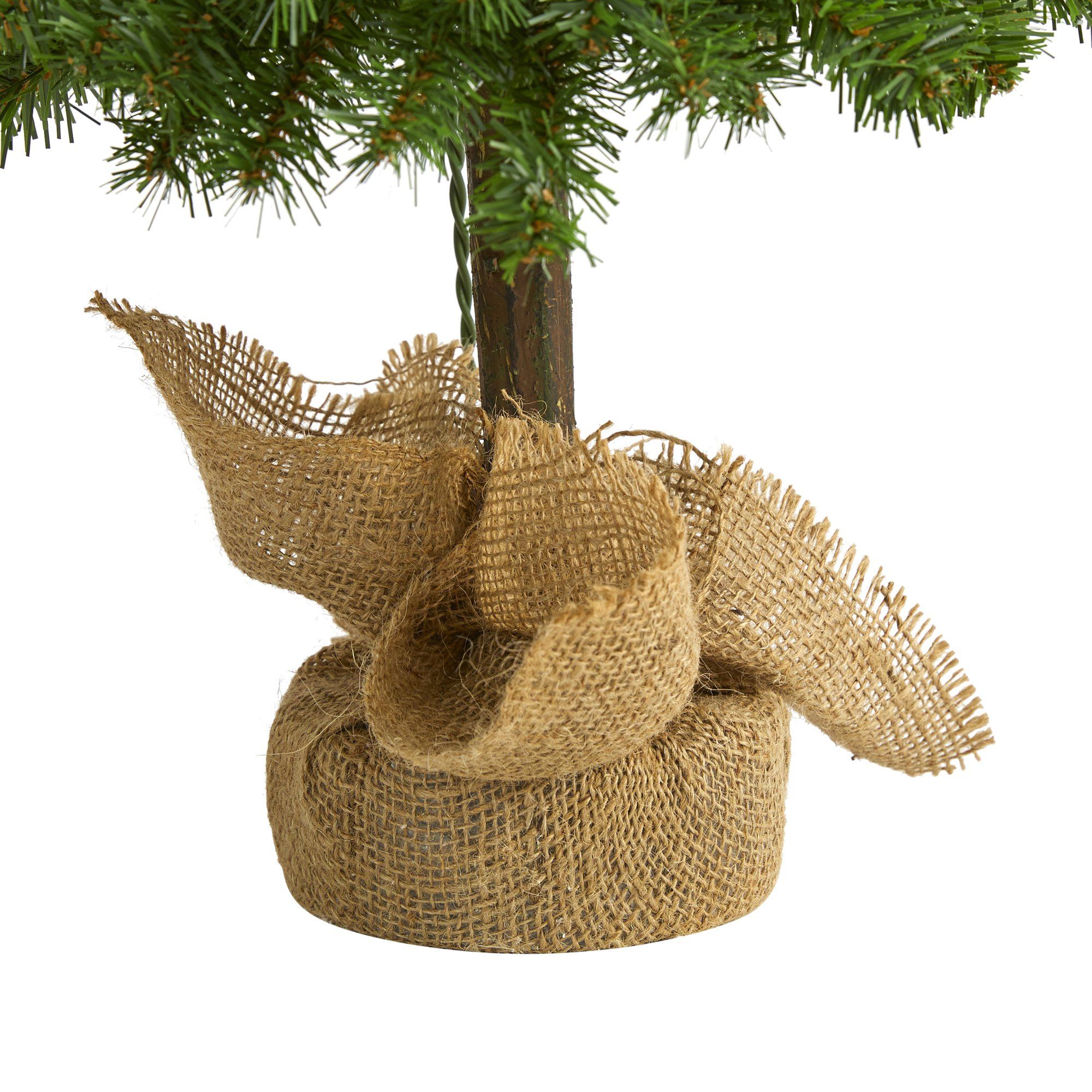 3' Alpine Artificial Christmas Tree with 50 Lights, 177 Bendable Branches and a Burlap Planter - Image 4