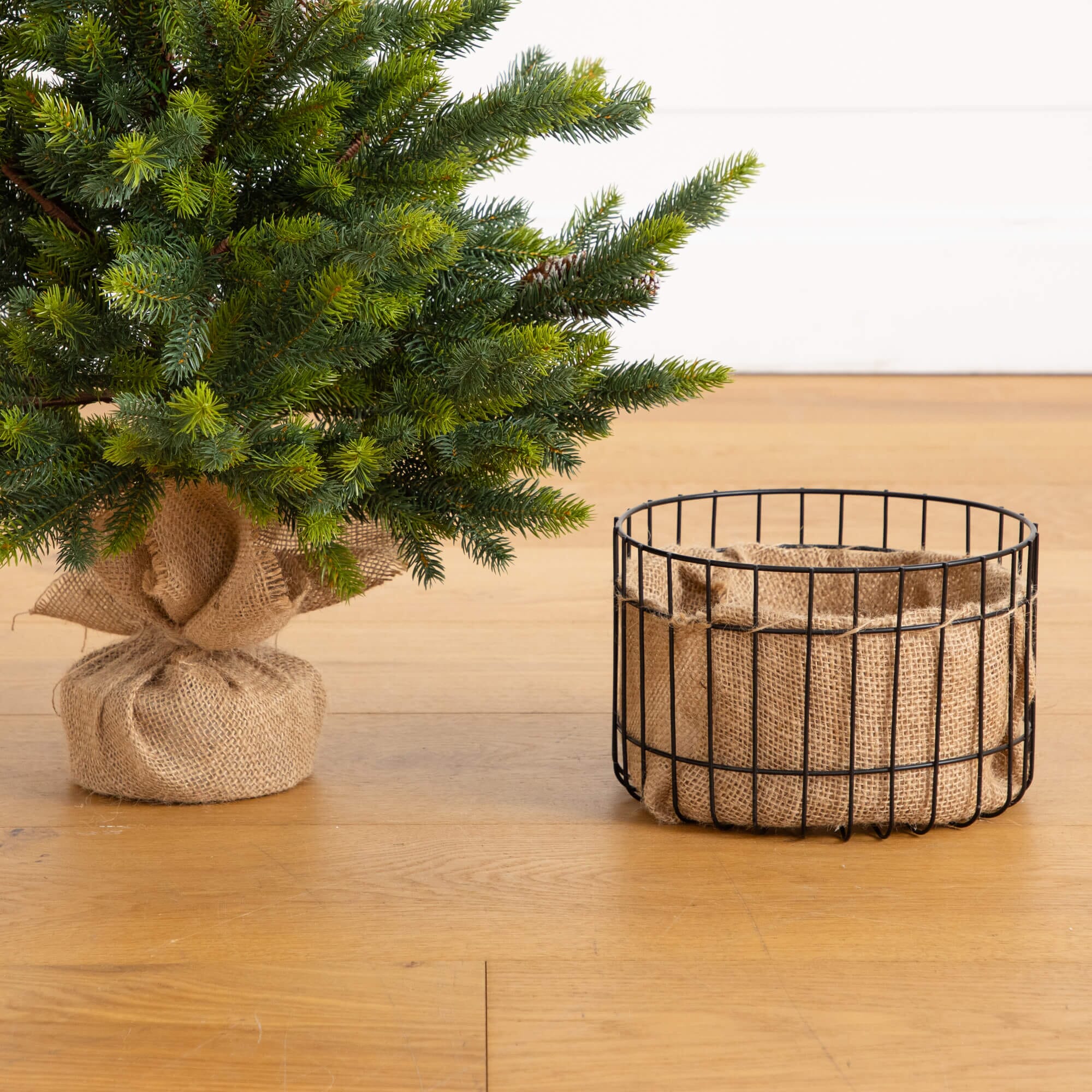 3' Artificial Balsam Fir Christmas Tree with Pine Cones in Jute Wire Planter - Image 5