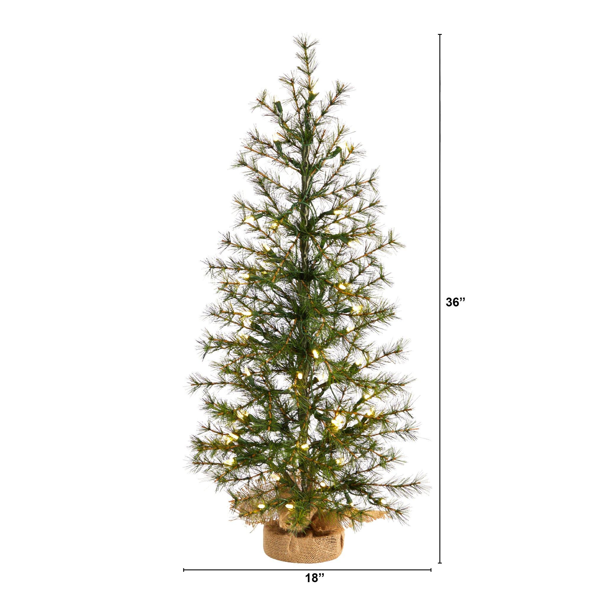 3’ Artificial Christmas Tree with 50 Clear LED Lights Set in a Burlap Base - Image 2