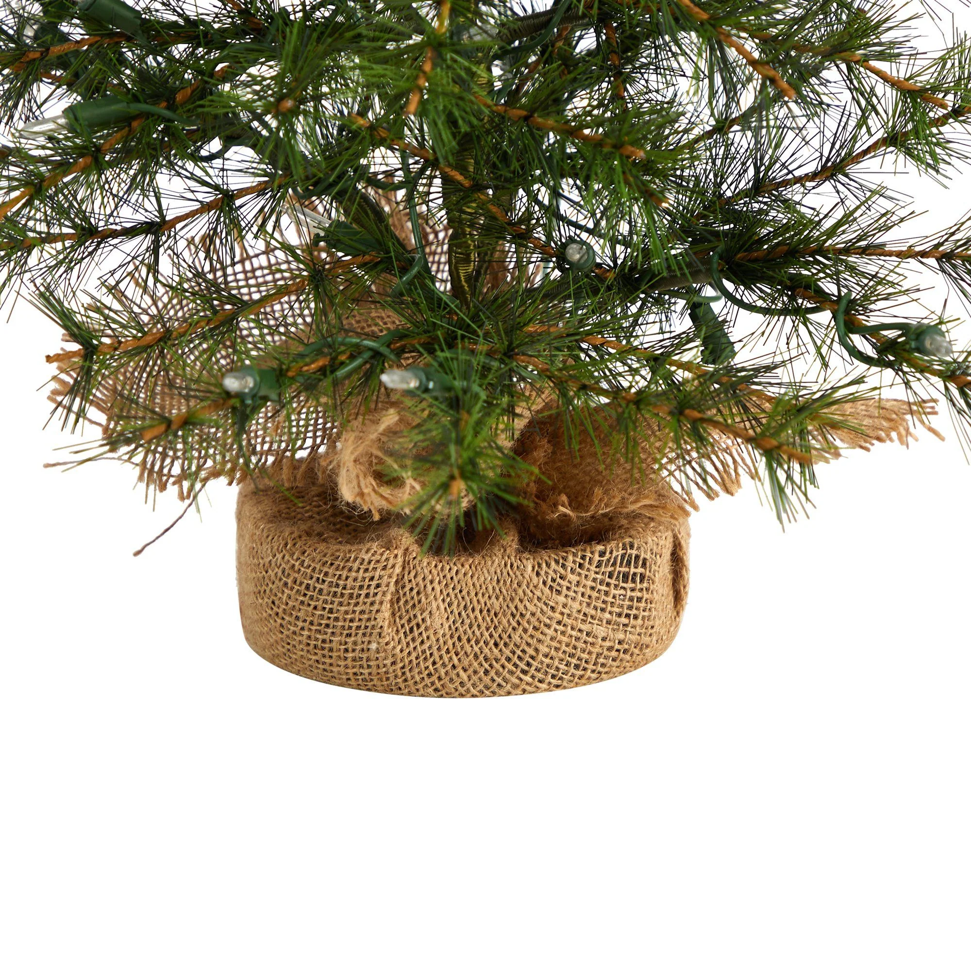 3’ Artificial Christmas Tree with 50 Clear LED Lights Set in a Burlap Base - Image 6