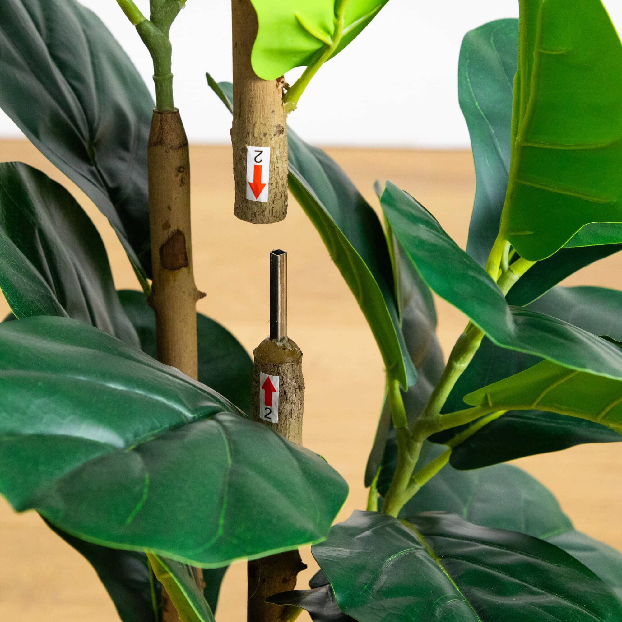 3' Artificial Fiddle Leaf Tree in Decorative White Planter - Image 4