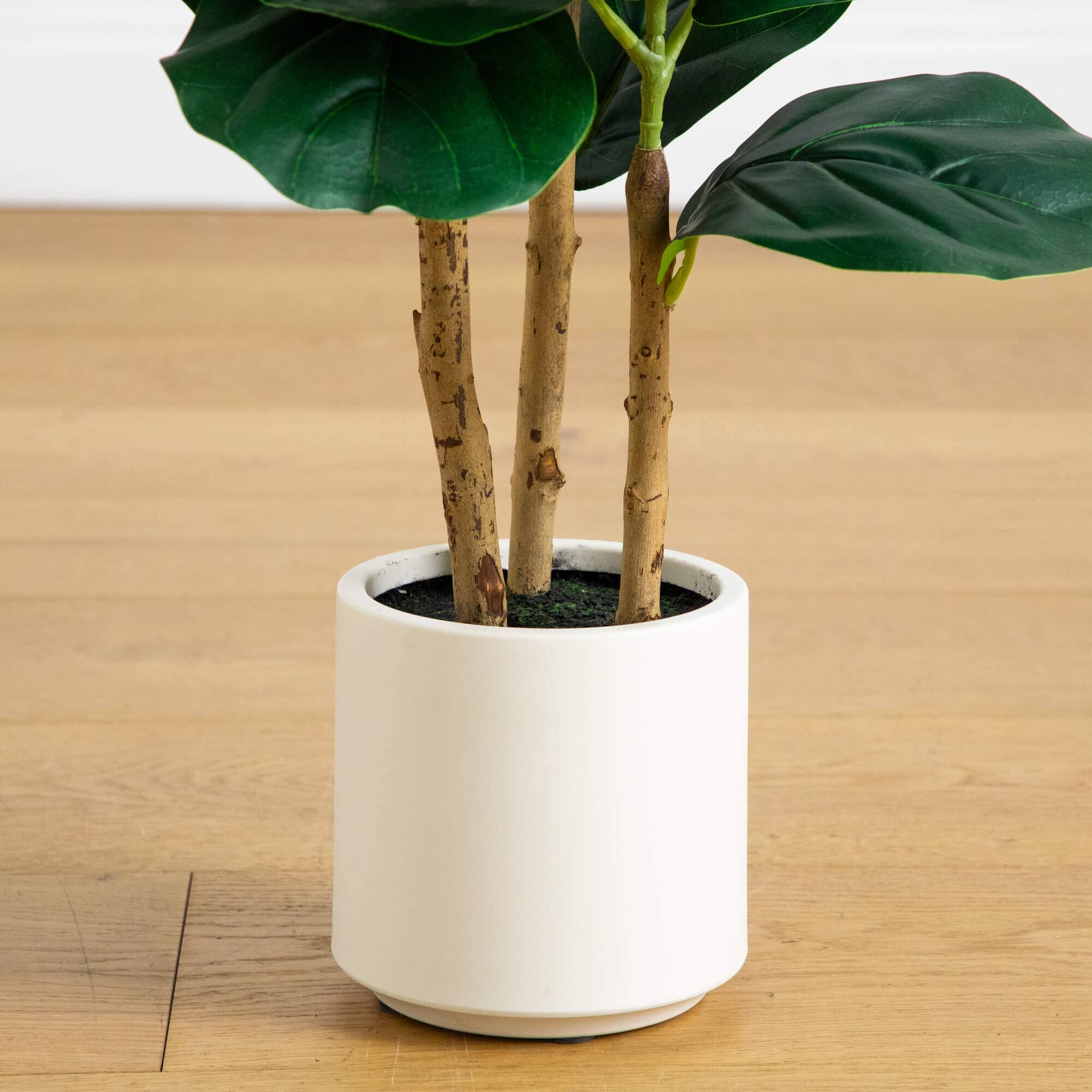 3' Artificial Fiddle Leaf Tree in Decorative White Planter - Image 5