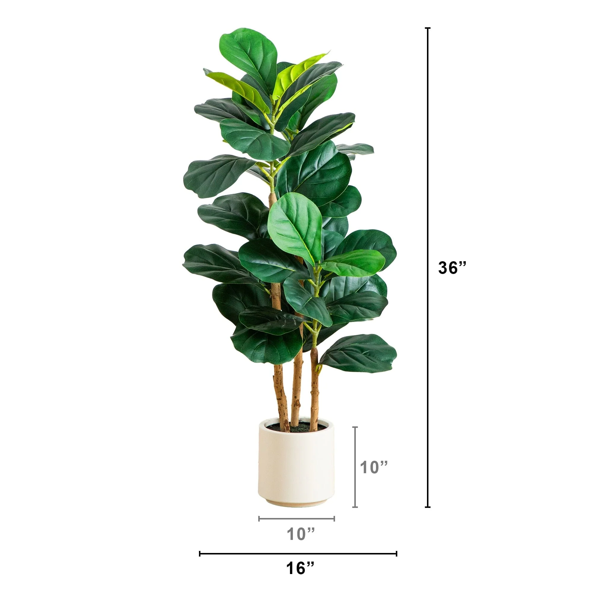 3' Artificial Fiddle Leaf Tree in Decorative White Planter - Image 7