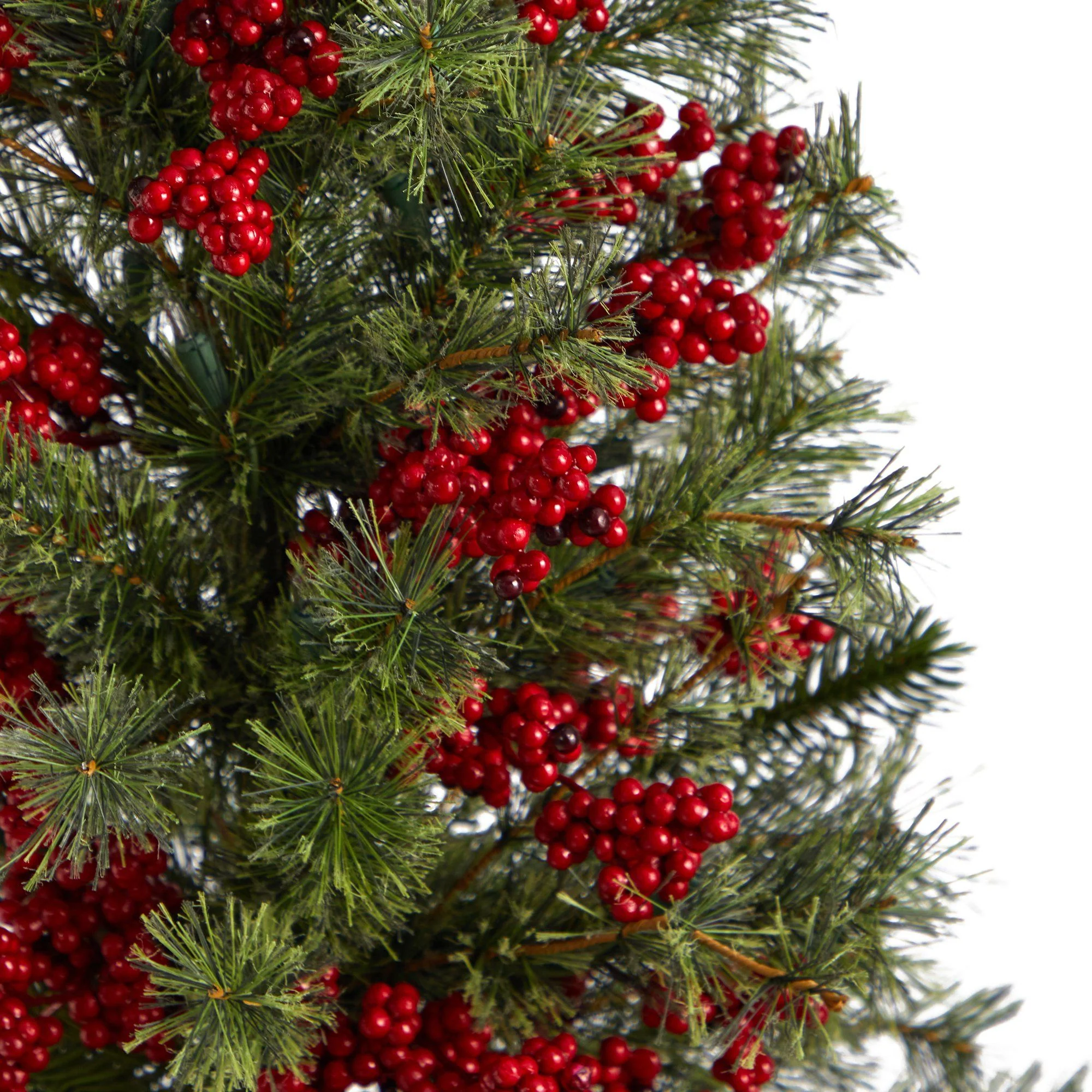 3’ Berry and Pine Artificial Christmas Tree with 50 Warm White Lights and Burlap Wrapped Base - Image 5