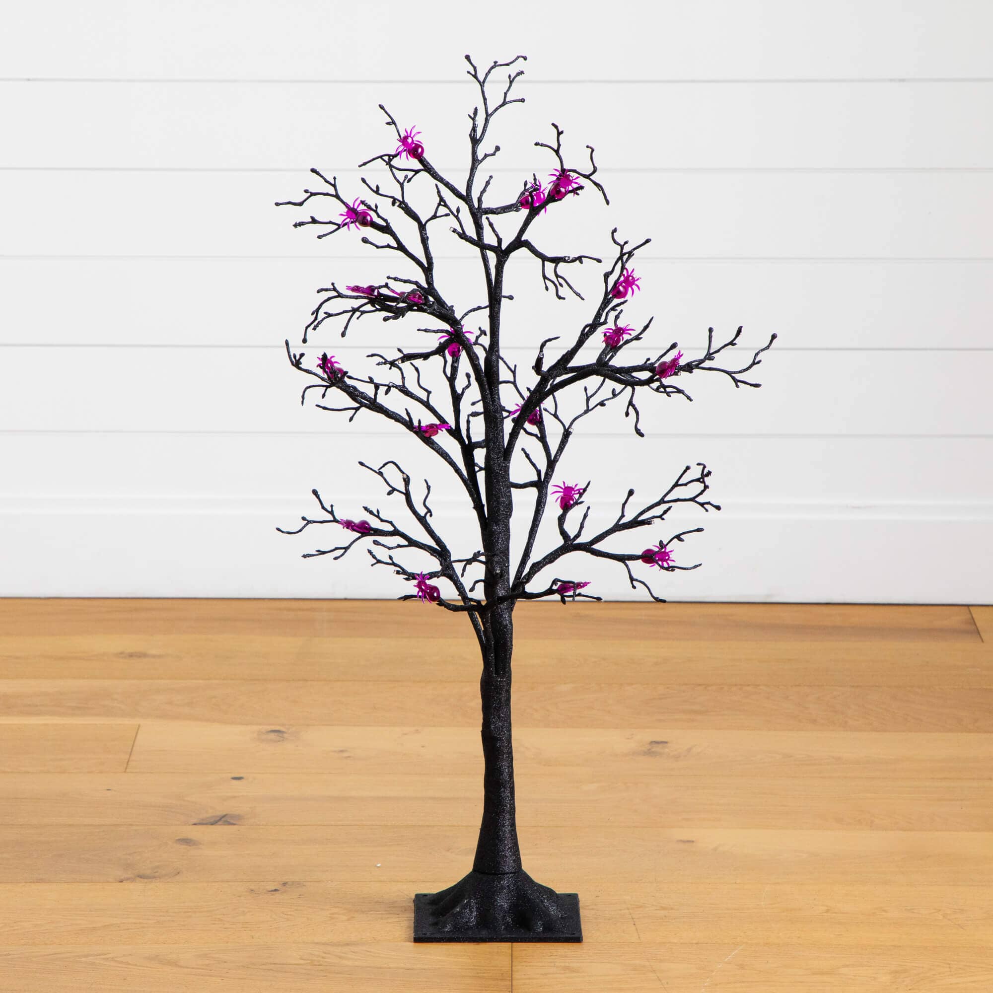 3' Pre-Lit Artificial Halloween Spider Twig Tree with 36 Purple LED Lights - Image 4