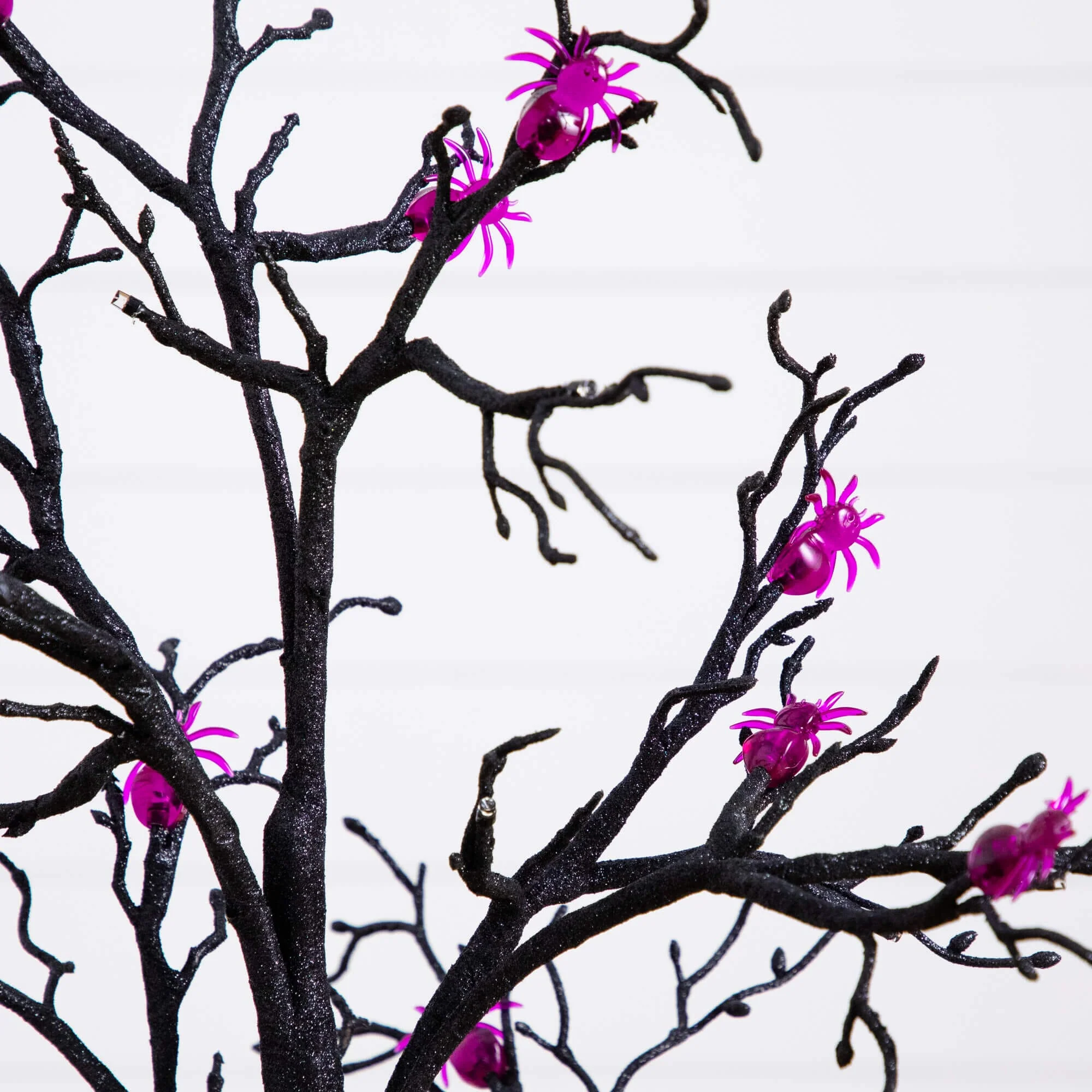 3' Pre-Lit Artificial Halloween Spider Twig Tree with 36 Purple LED Lights - Image 5