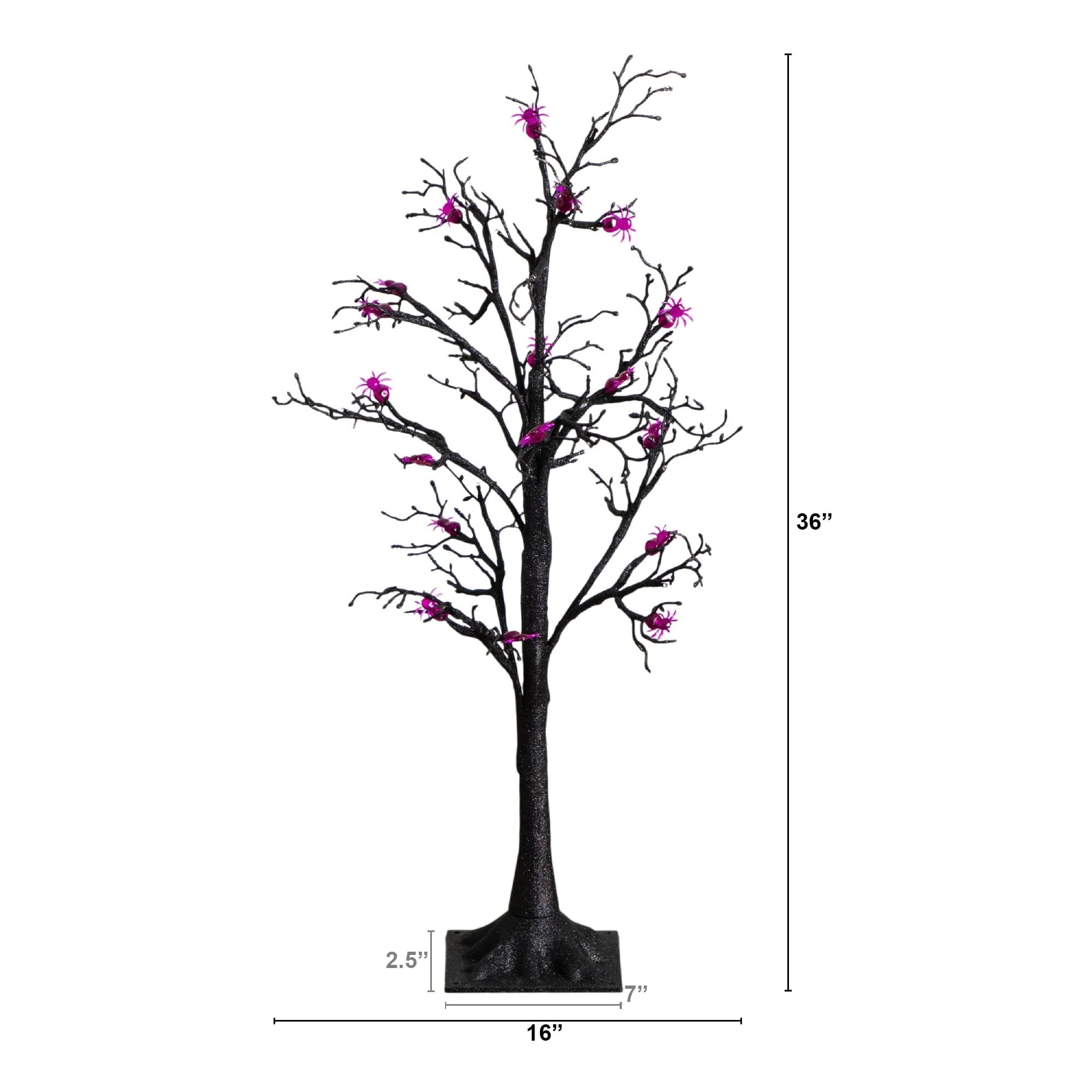 3' Pre-Lit Artificial Halloween Spider Twig Tree with 36 Purple LED Lights - Image 6