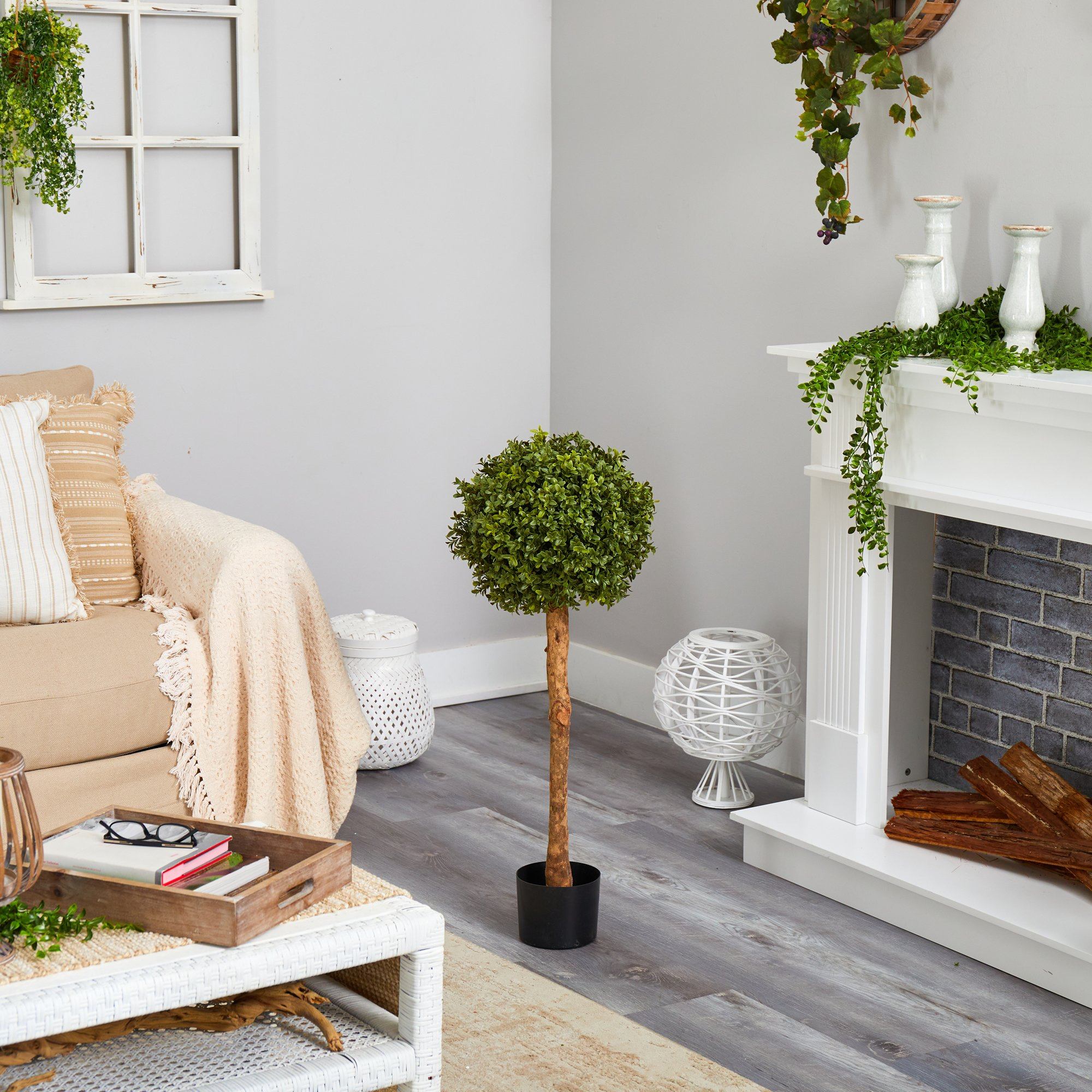 3’ Boxwood Ball Topiary Artificial Tree (Indoor/Outdoor) - Image 4