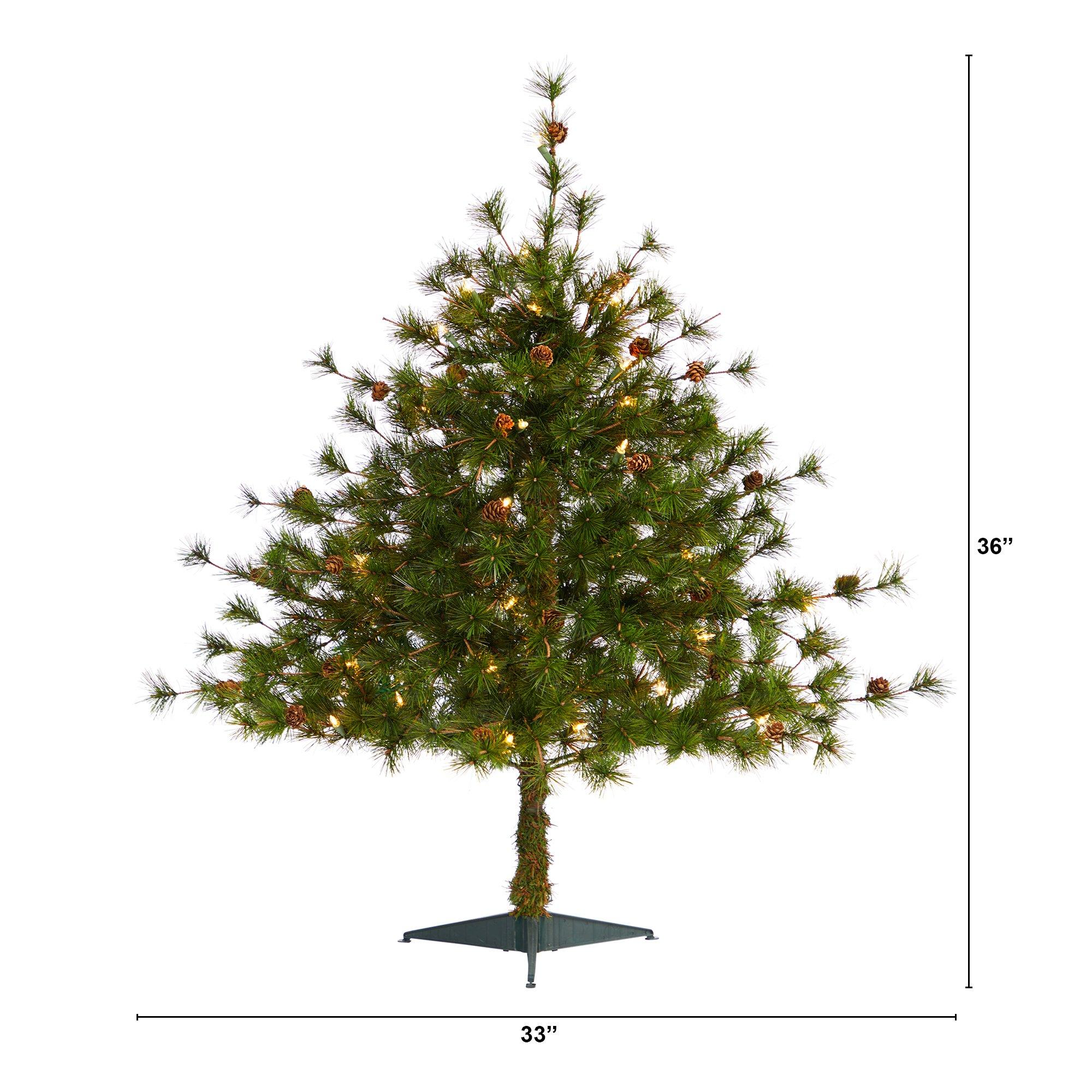 3’ Colorado Mountain Pine Artificial Christmas Tree with 50 Lights. 171 Branches and Pine Cones - Image 5