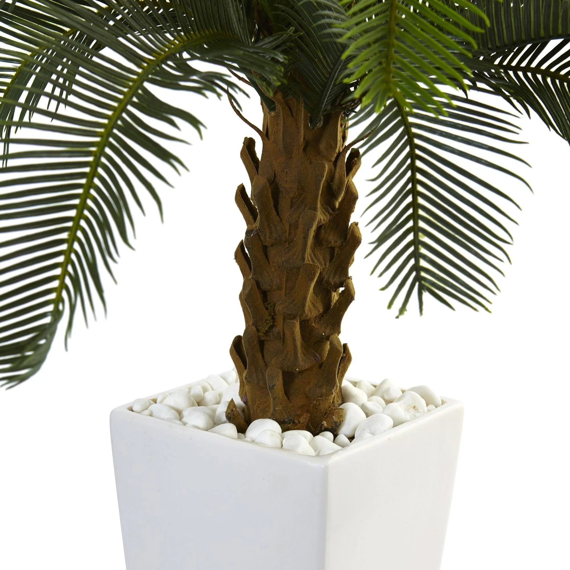 3’ Cycas Tree in White Tower Planter - Image 2
