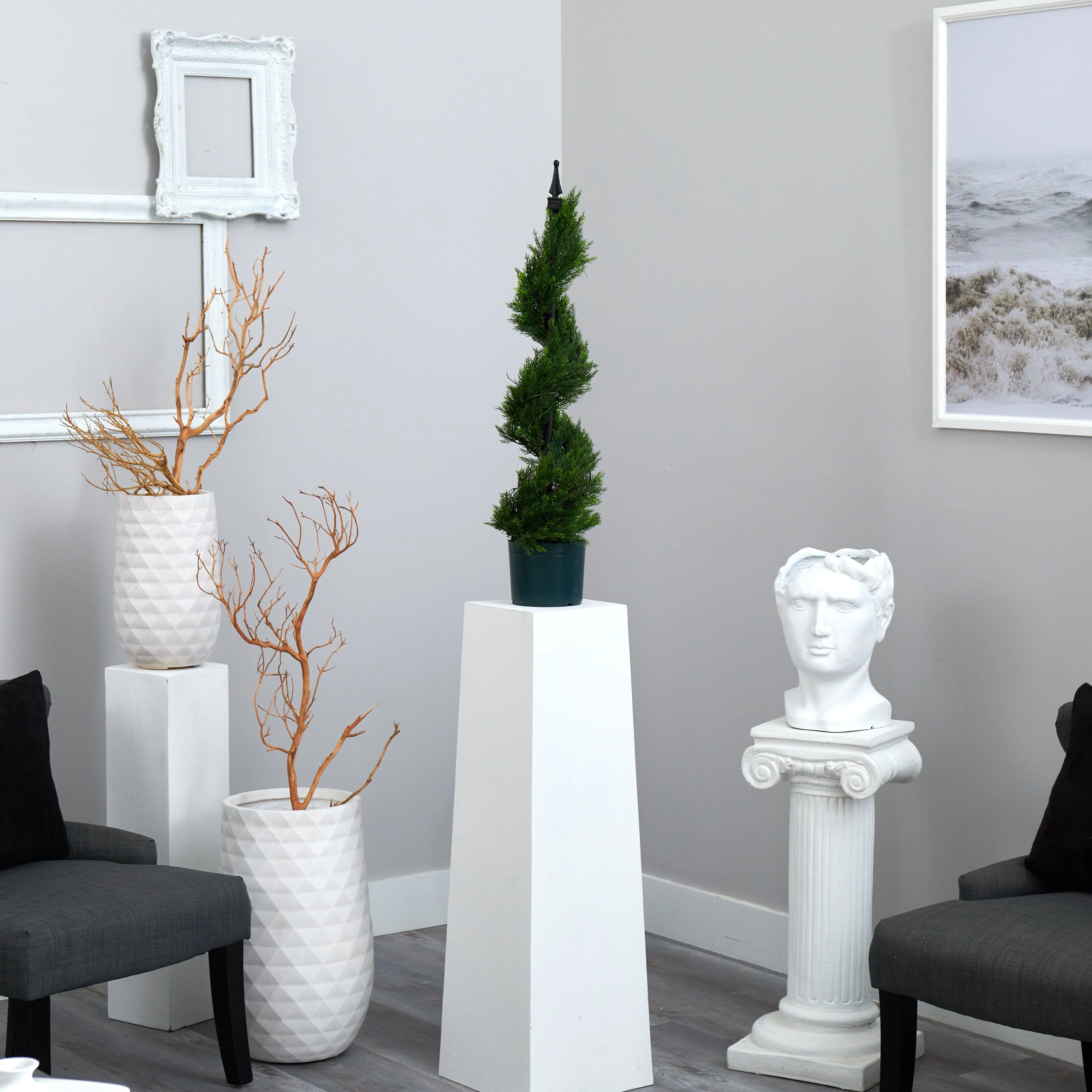 3' Cypress Spiral Topiary Artificial Tree - Image 4