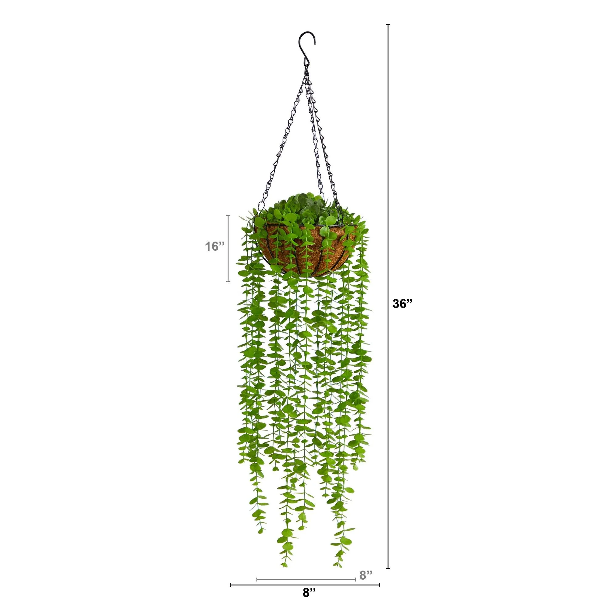 3’ Eucalyptus Artificial Plant in Hanging Basket - Image 2