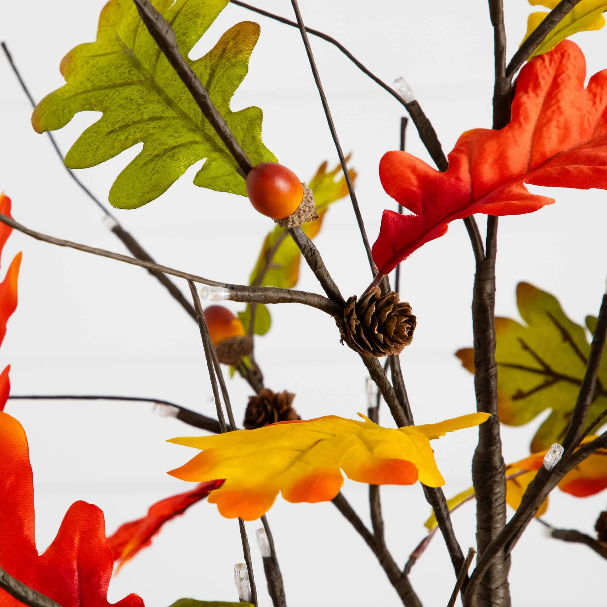 3' Pre-Lit Autumn Maple Artificial Fall Tree with Pinecones, Acorns and 36 Warm White LED Lights - Image 2