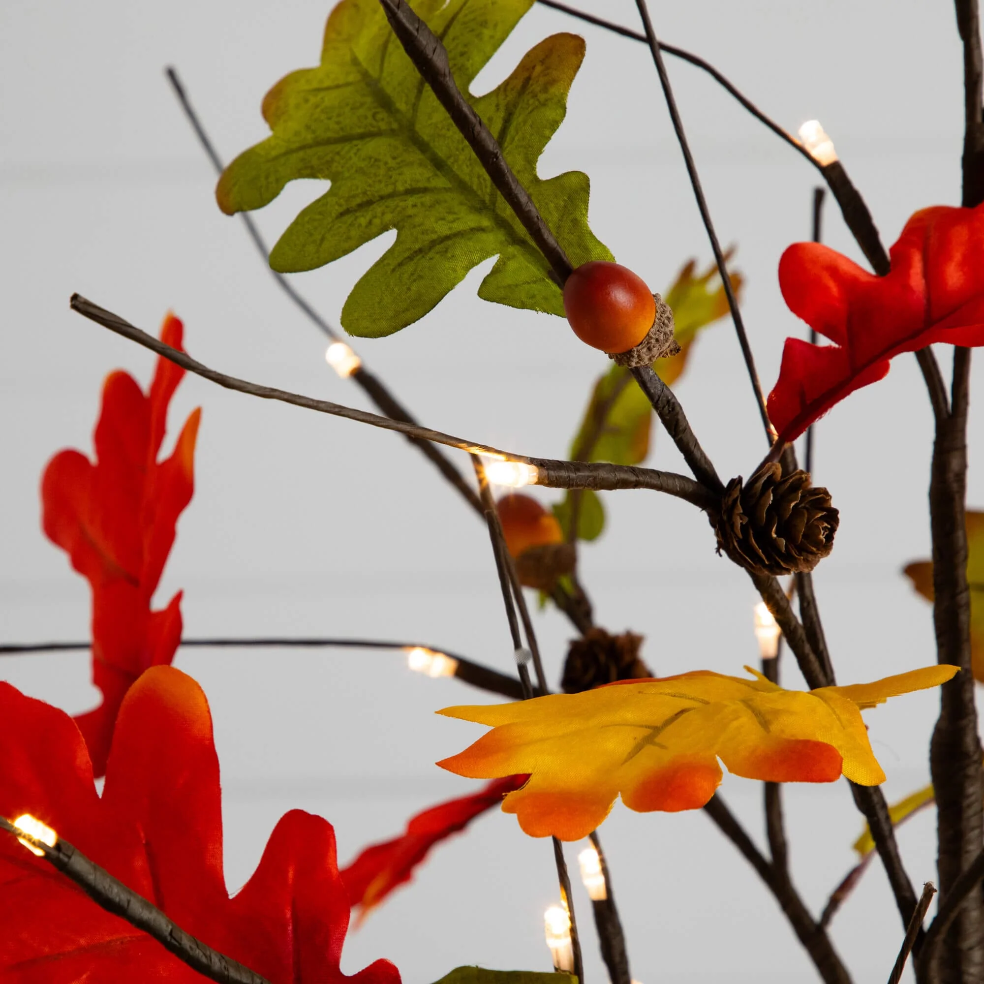 3' Pre-Lit Autumn Maple Artificial Fall Tree with Pinecones, Acorns and 36 Warm White LED Lights - Image 4