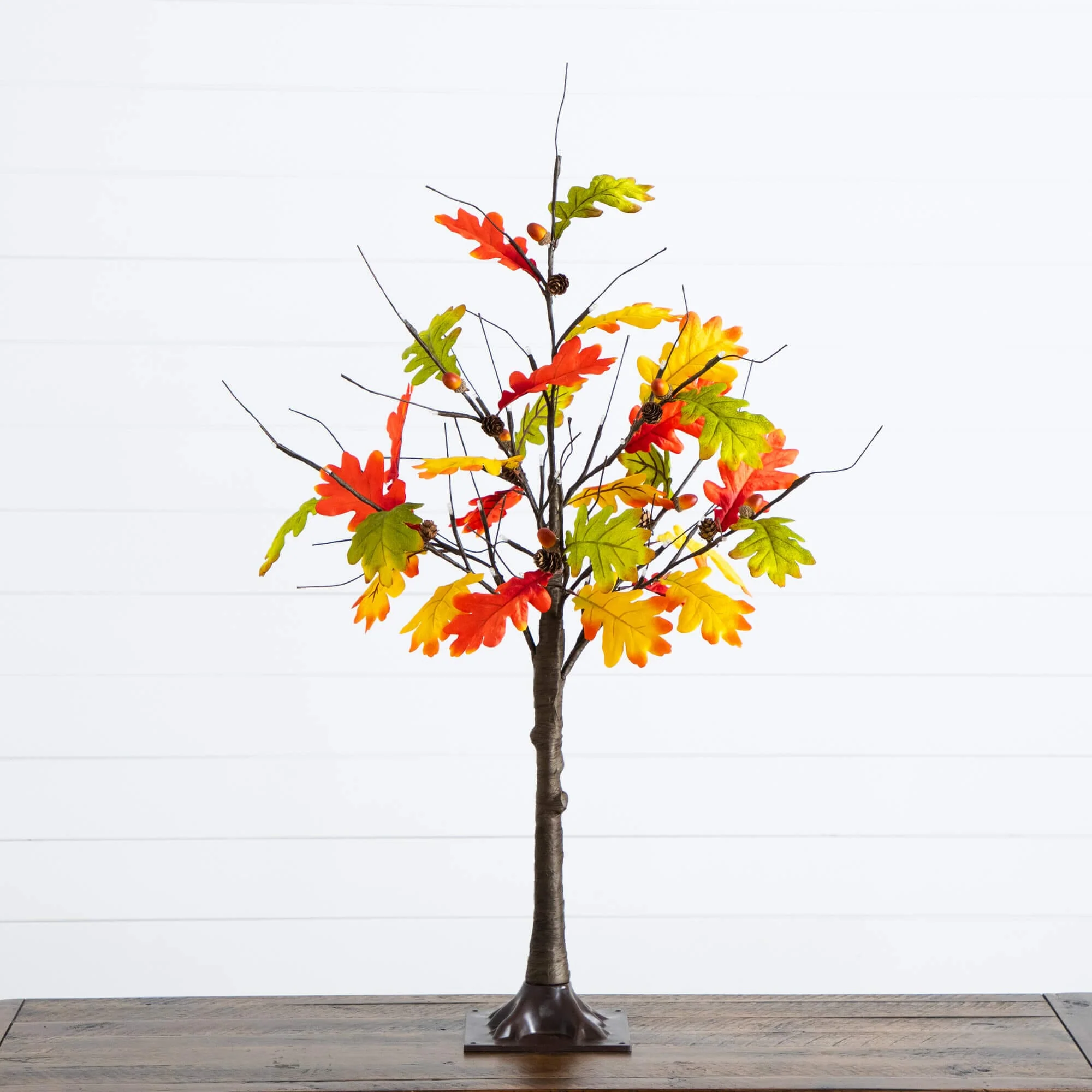 3' Pre-Lit Autumn Maple Artificial Fall Tree with Pinecones, Acorns and 36 Warm White LED Lights - Image 5