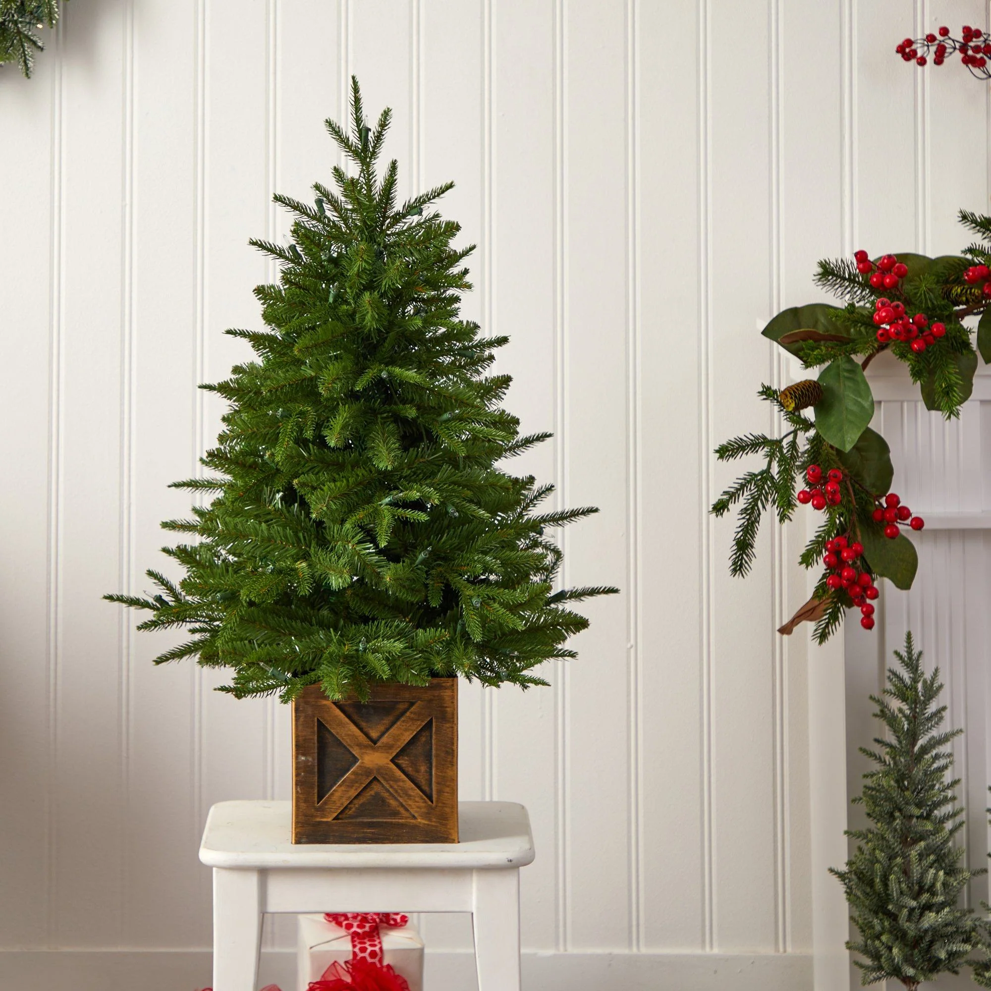 3’ Finland Fir Artificial Christmas Tree in Decorative Planter - Image 8