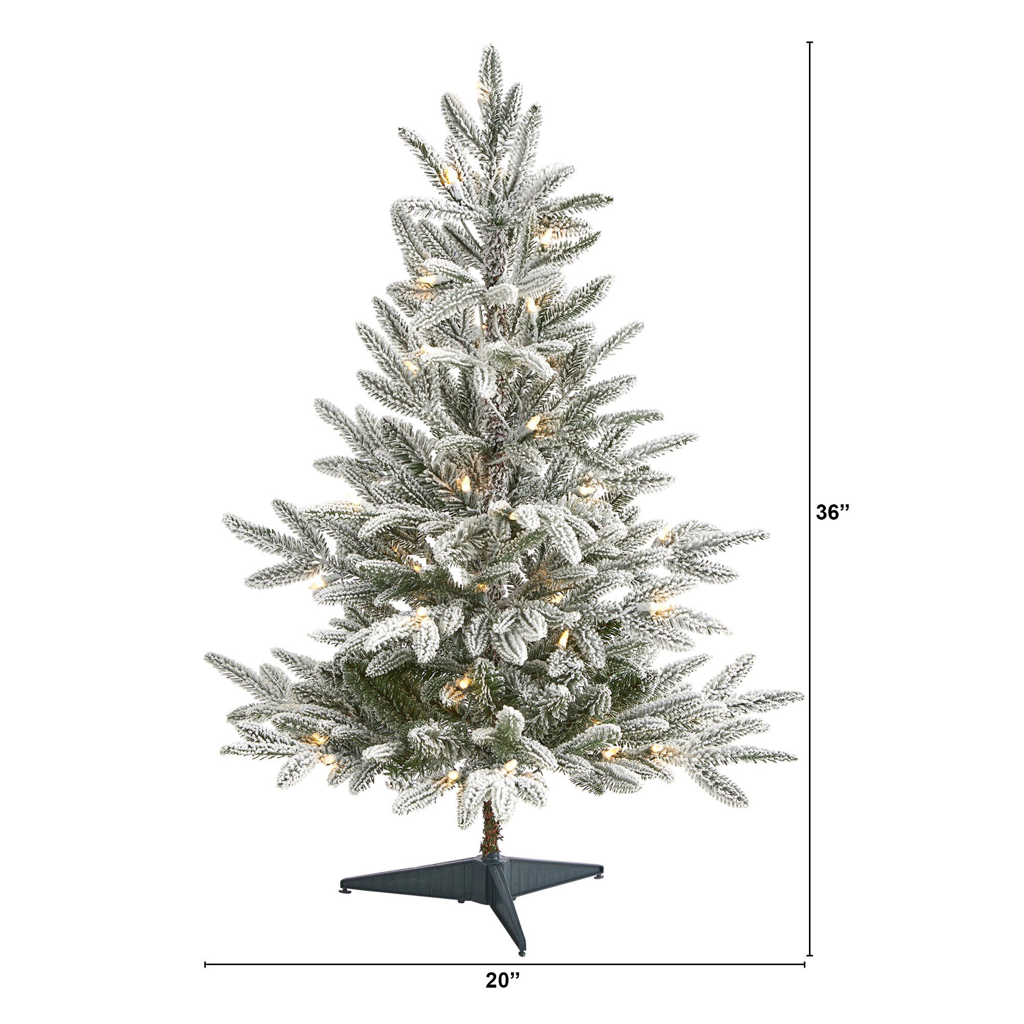 3’ Flocked Manchester Spruce Artificial Christmas Tree with 50 Lights and 133 Bendable Branches - Image 2