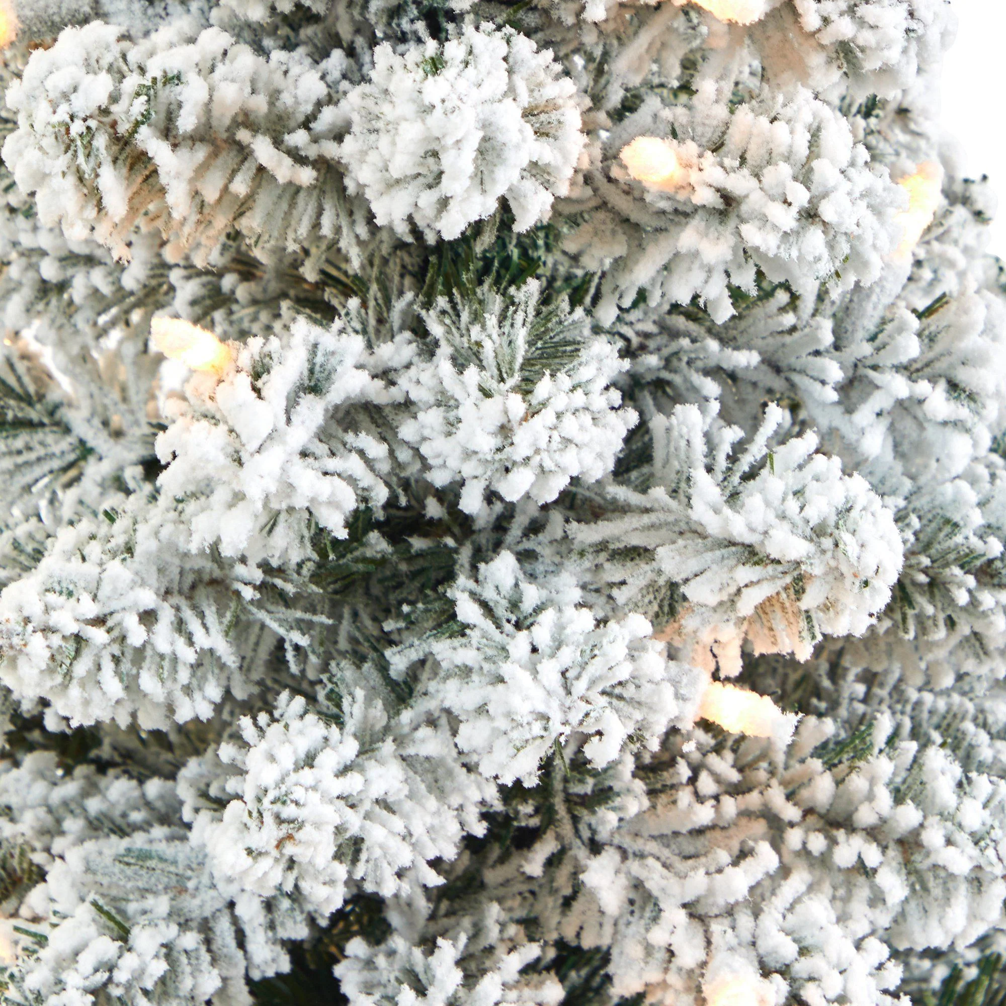 3’ Flocked Pencil Artificial Christmas Tree with 50 Clear Lights and 132 Bendable Branches in White Urn - Image 4