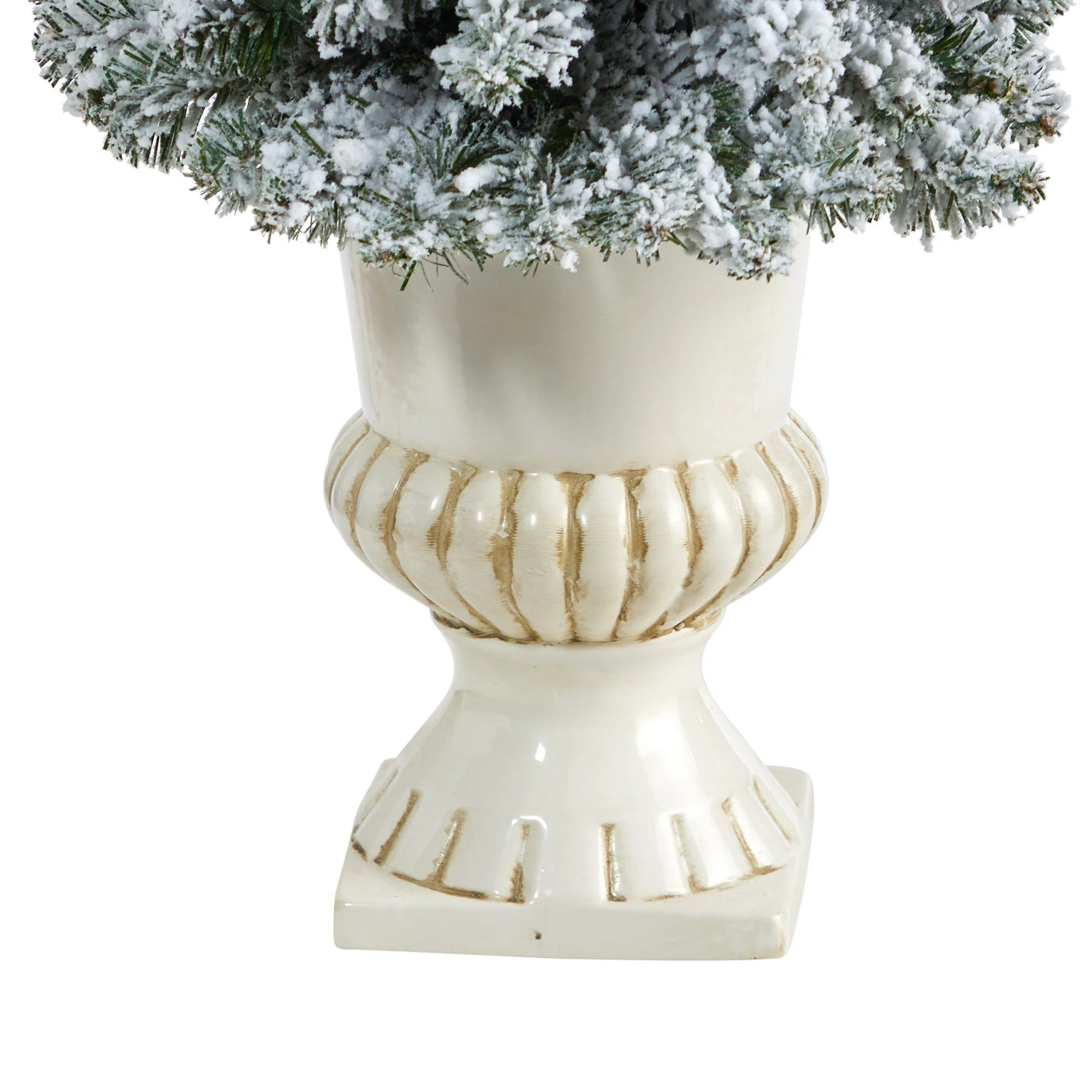 3’ Flocked Pencil Artificial Christmas Tree with 50 Clear Lights and 132 Bendable Branches in White Urn - Image 6