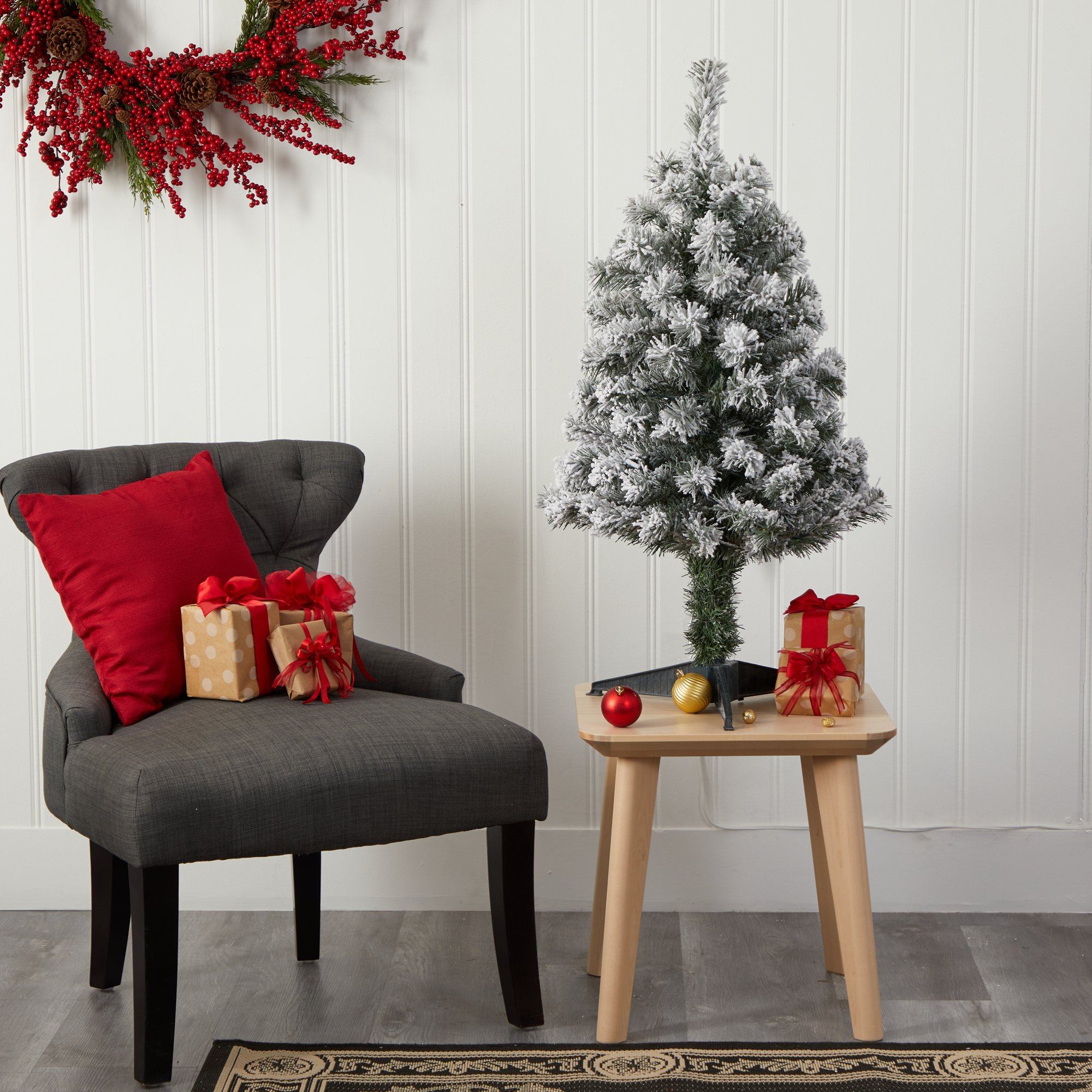 3' Flocked West Virginia Fir Artificial Christmas Tree - Image 5