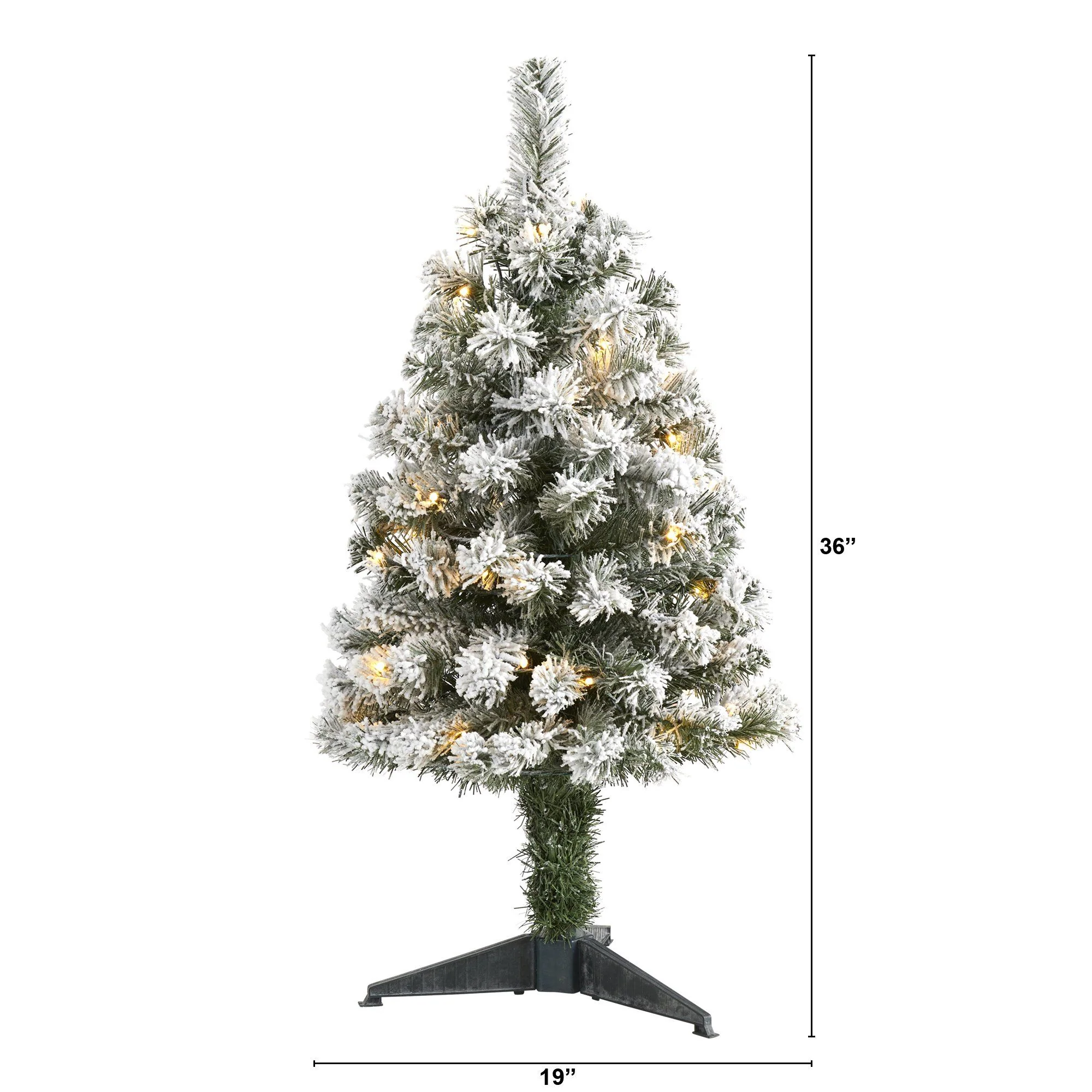 3' Flocked West Virginia Fir Artificial Christmas Tree with 50 Clear LED Lights - Image 2