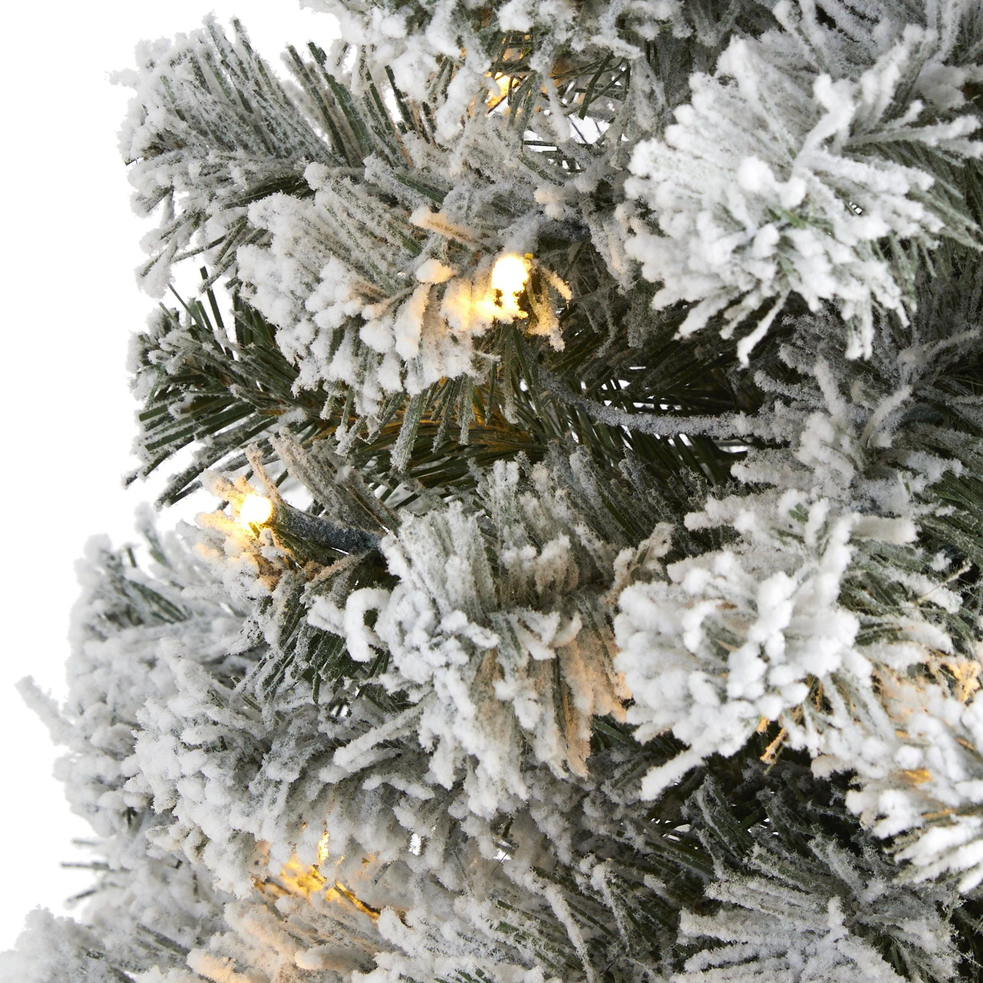 3' Flocked West Virginia Fir Artificial Christmas Tree with 50 Clear LED Lights - Image 3