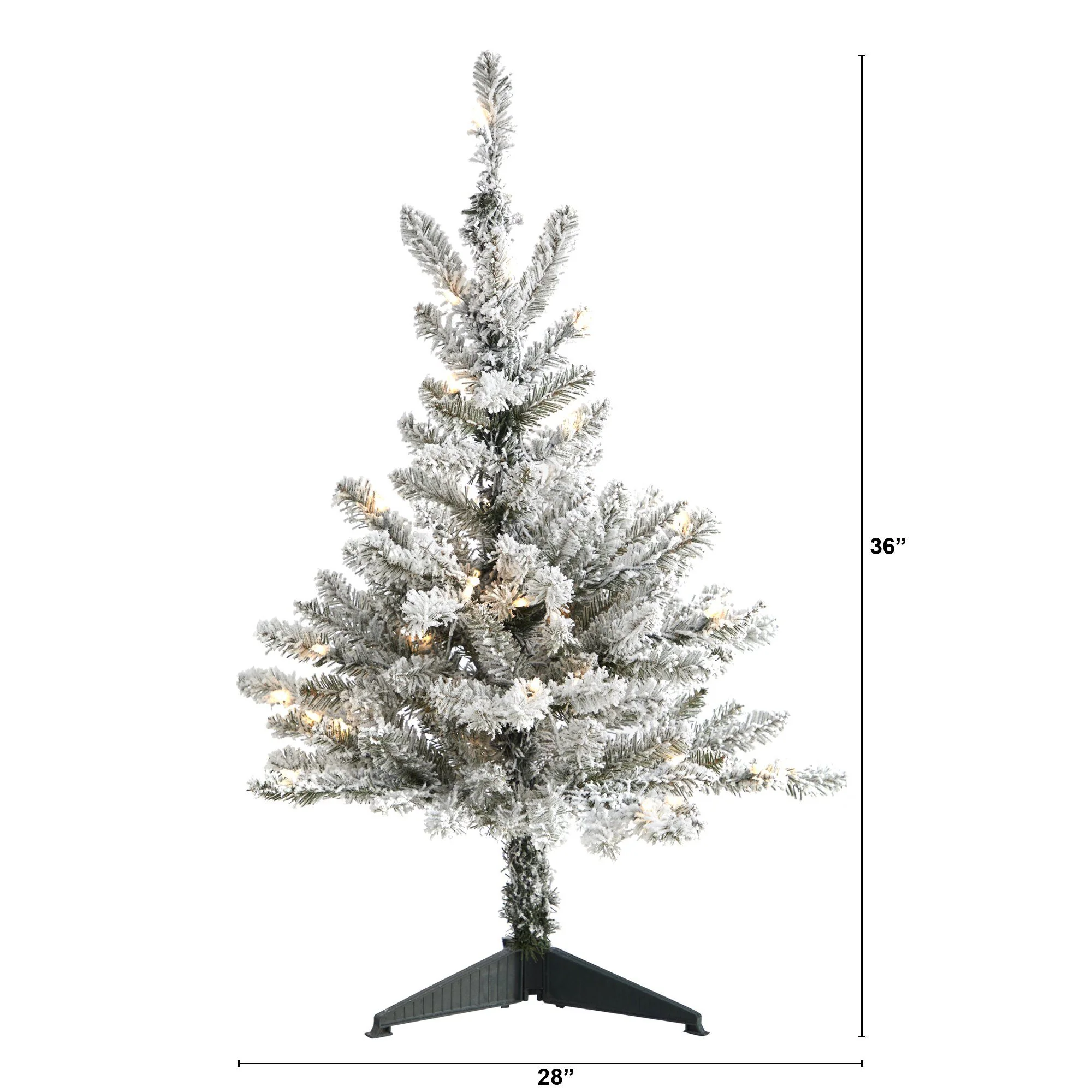 3’ Flocked West Virginia Spruce Artificial Christmas Tree with 50 Clear Lights and 142 Branches - Image 5
