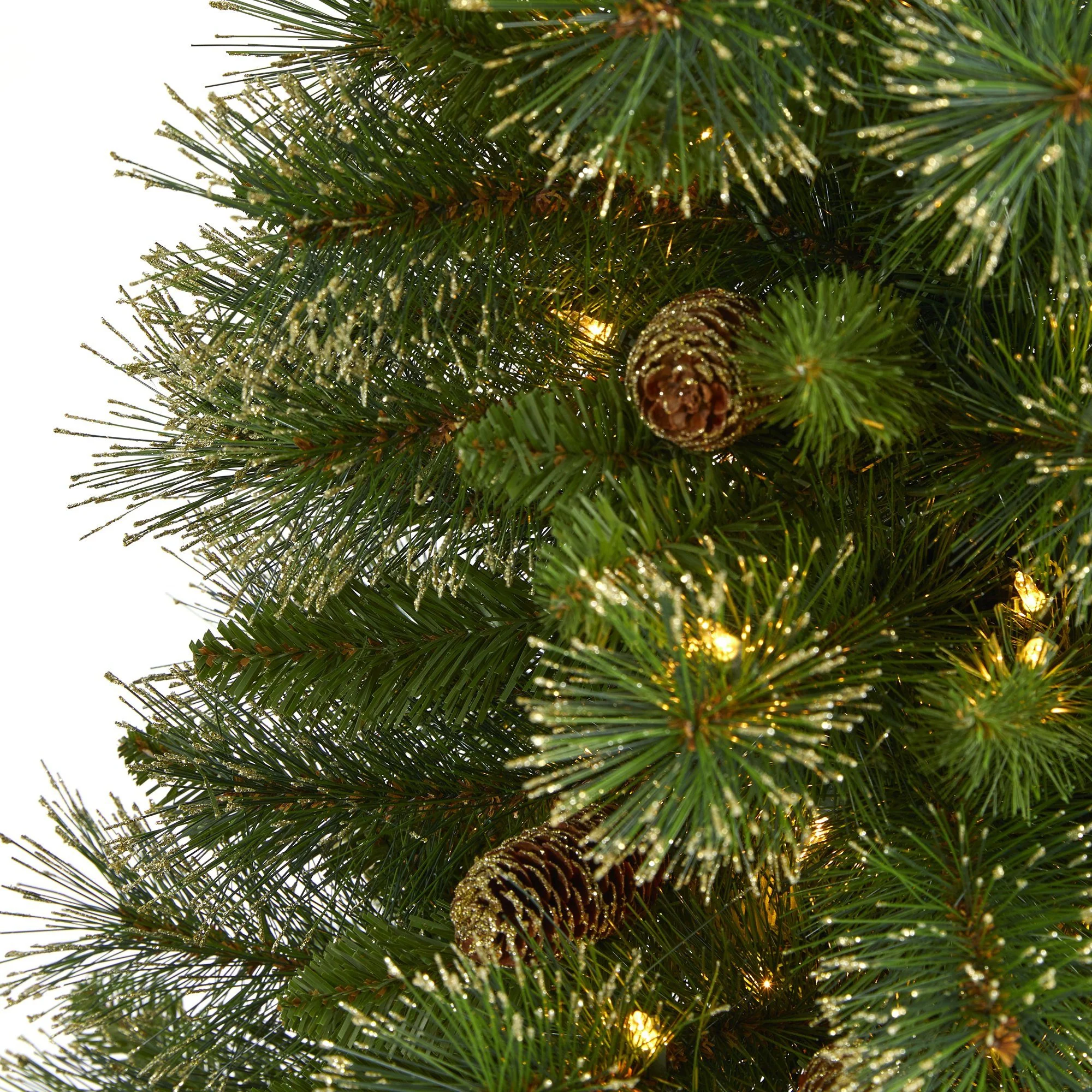 3’ Golden Tip Washington Pine Artificial Christmas Tree with 50 Clear Lights, Pine Cones and 148 Bendable Branches - Image 3