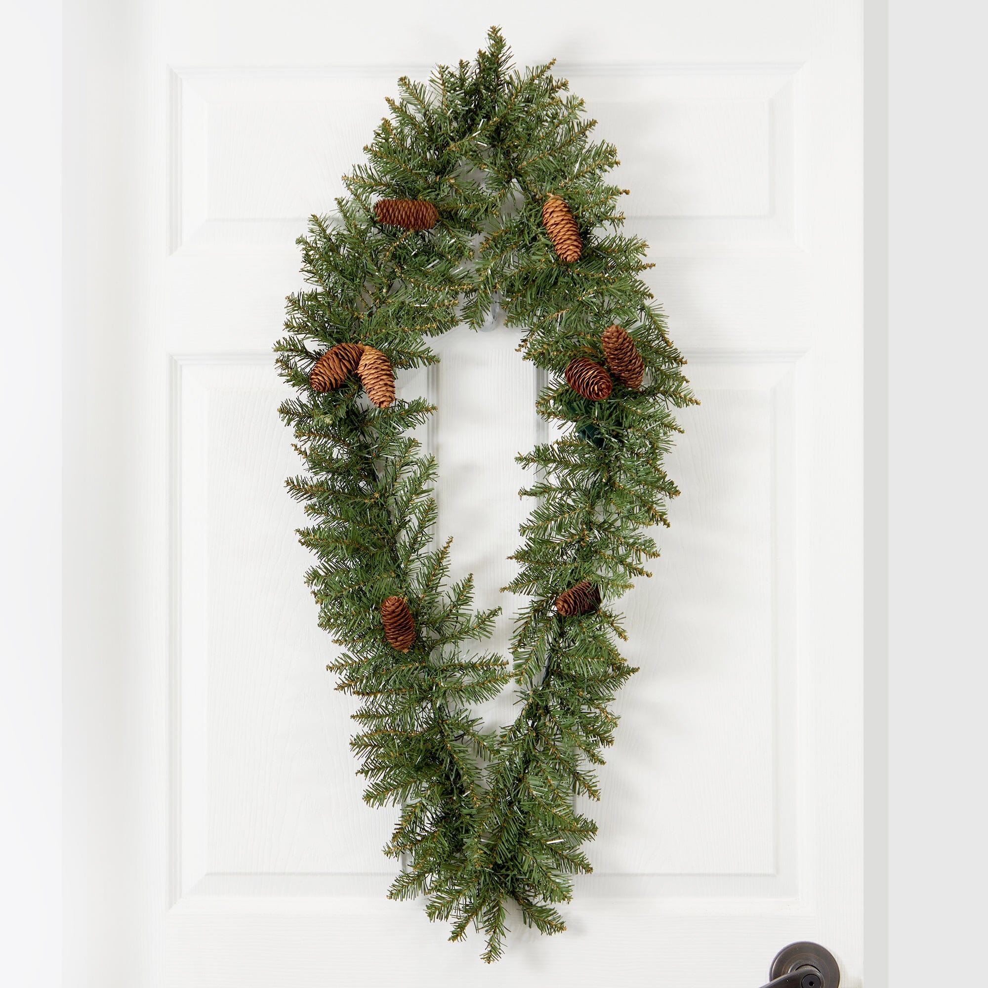 3' Holiday Christmas Geometric Diamond Wreath with Pinecones and 50 Warm White LED Lights - Image 4