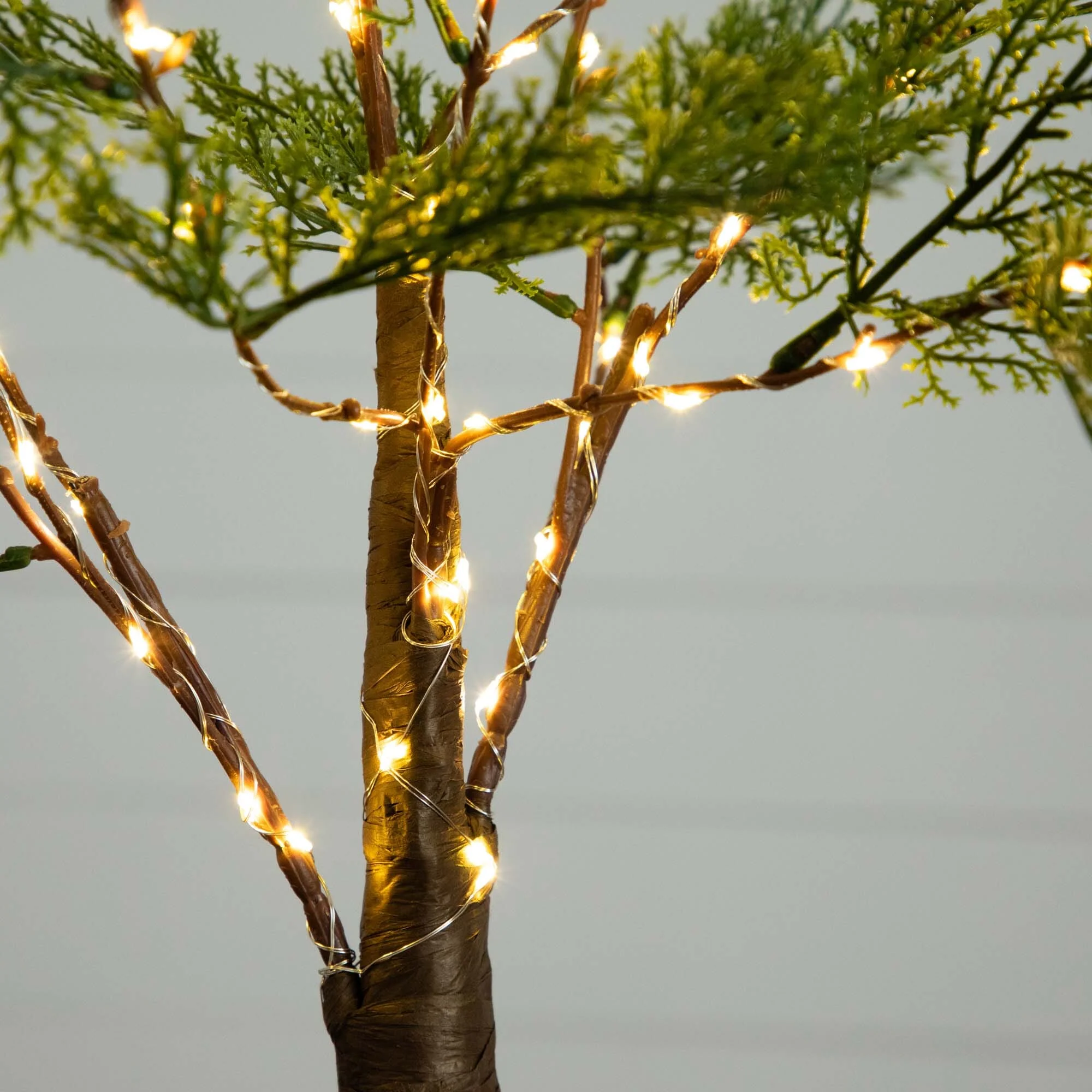 3’ Lighted Artificial Cypress Tree with 120 Warm White LED Lights - Image 4